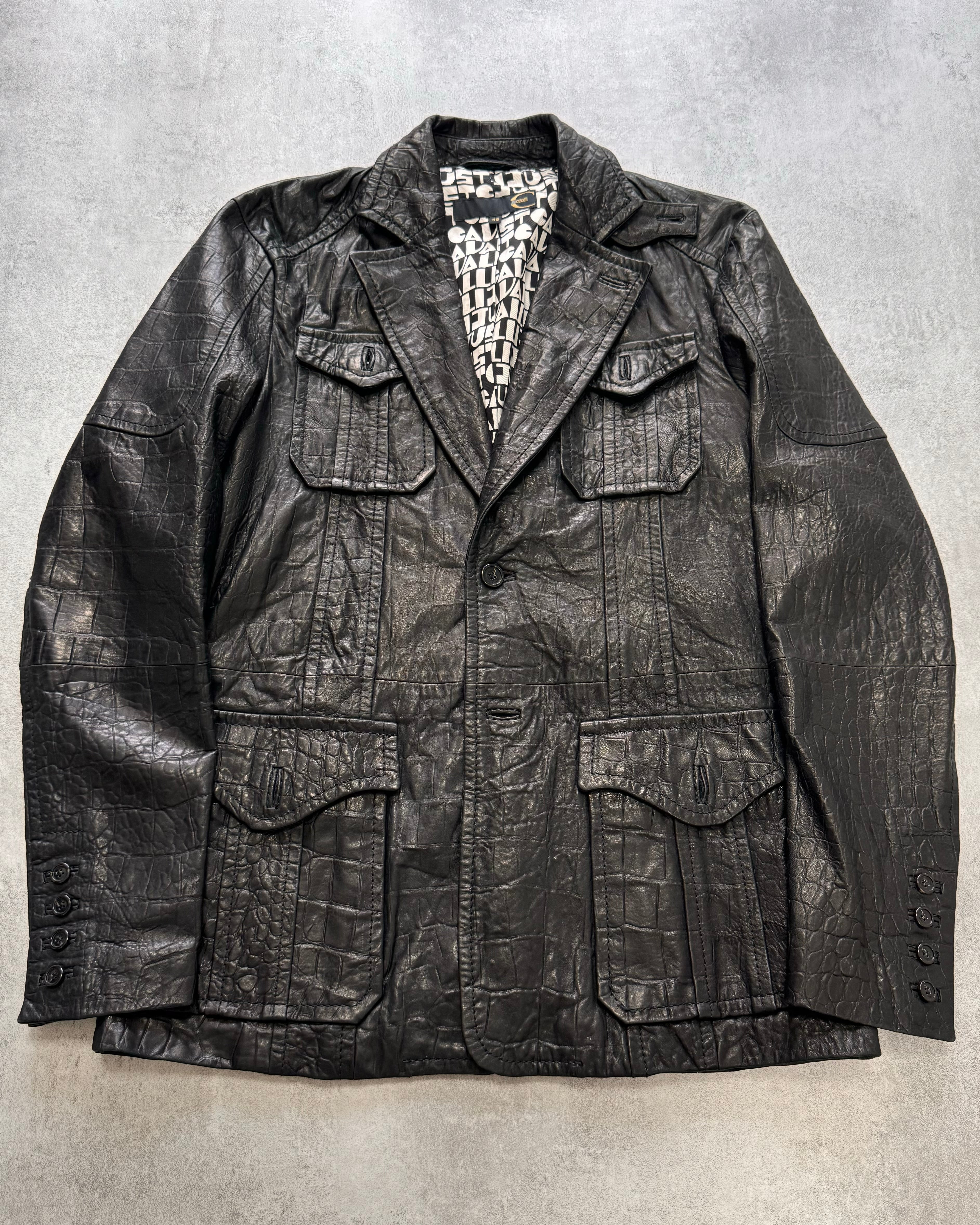 SS2009 Cavalli Crocodile Effect Leather Jacket