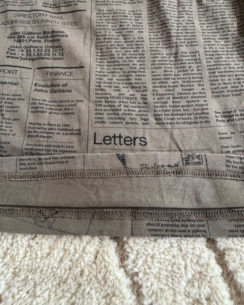 2000s John Galliano Gazette Newspaper Long Sleeve (S)