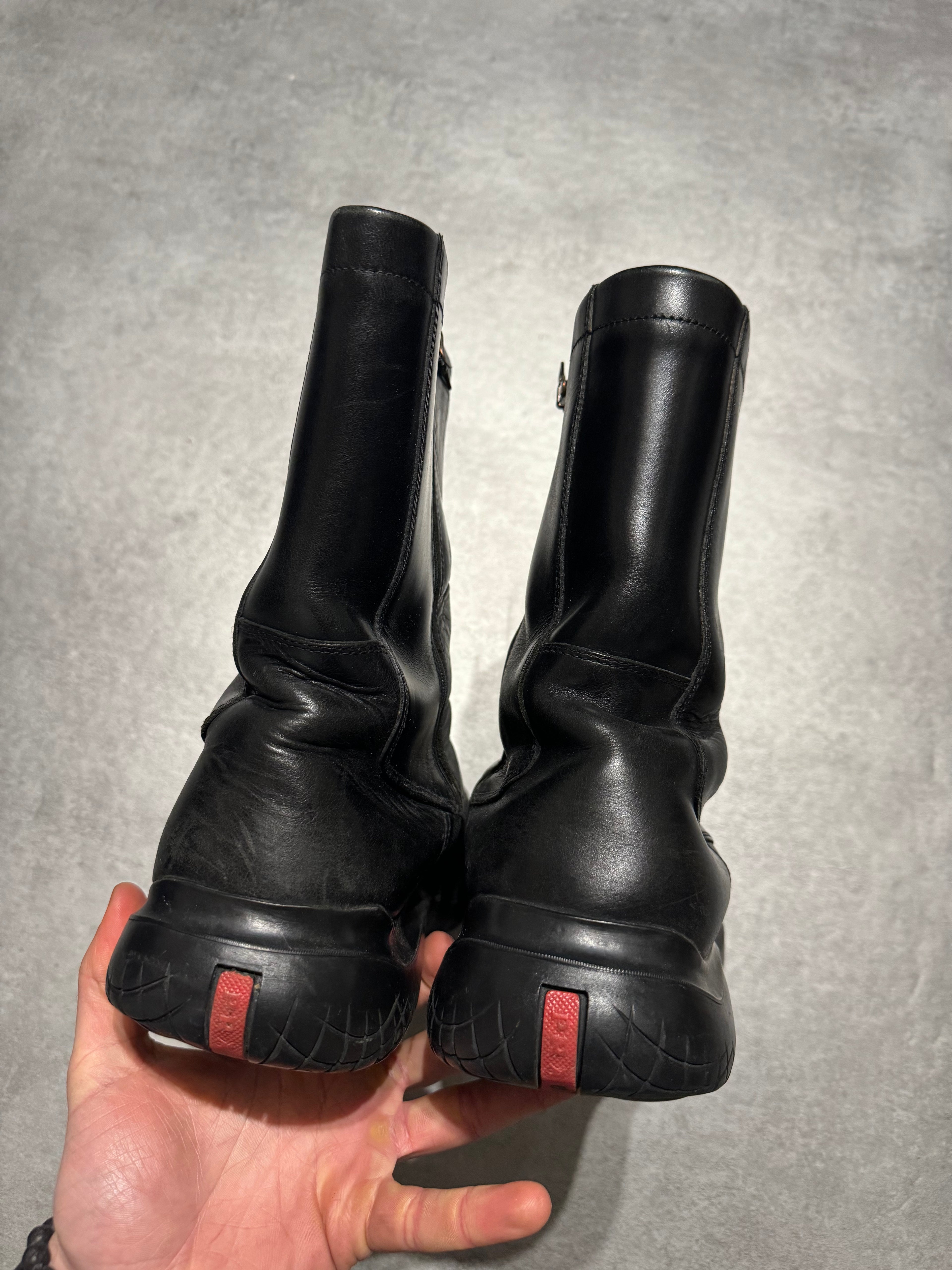 FW1999 Prada Ankle Vibram Black Leather Boots (45,5) - 8