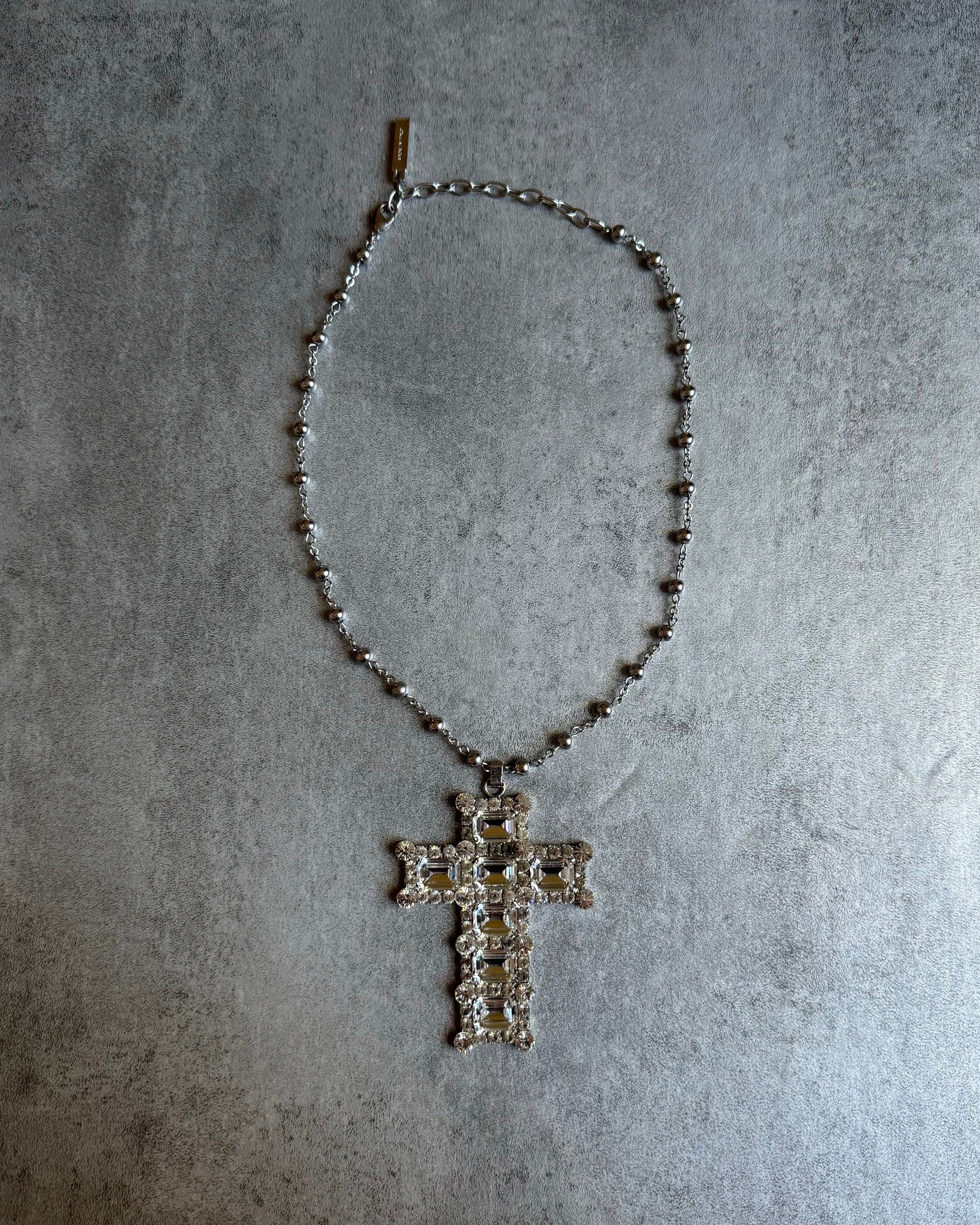 SS2012 Dolce & Gabbana Cristal Sliver Cross Necklace (OS) - 1