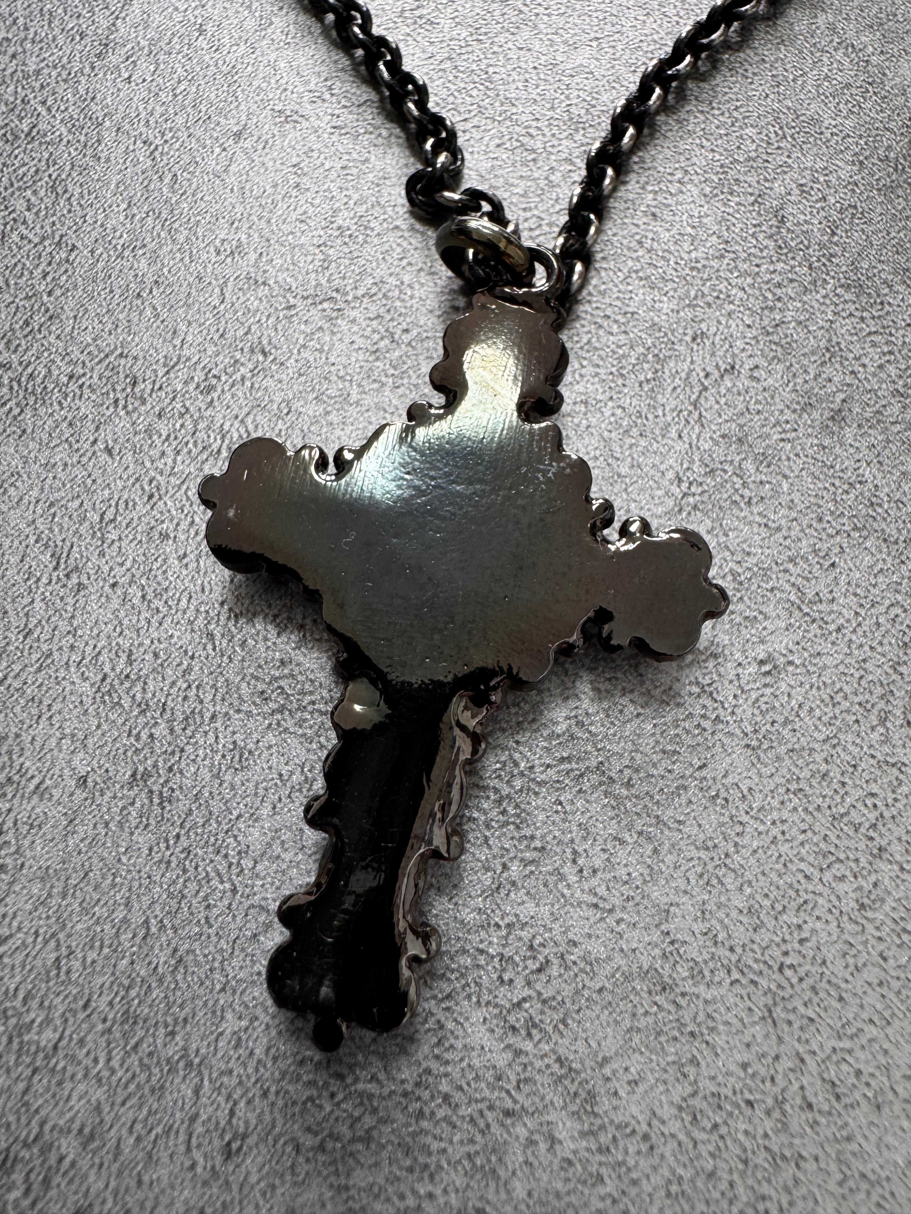 Dolce & Gabbana Water Green Onyx Cross Black Necklace