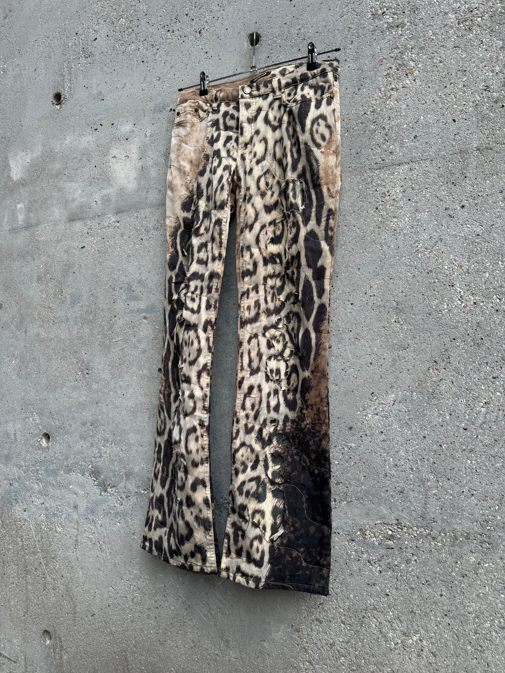 2000s Roberto Cavalli Deconstructed Jaguar Magma Exploration Pants