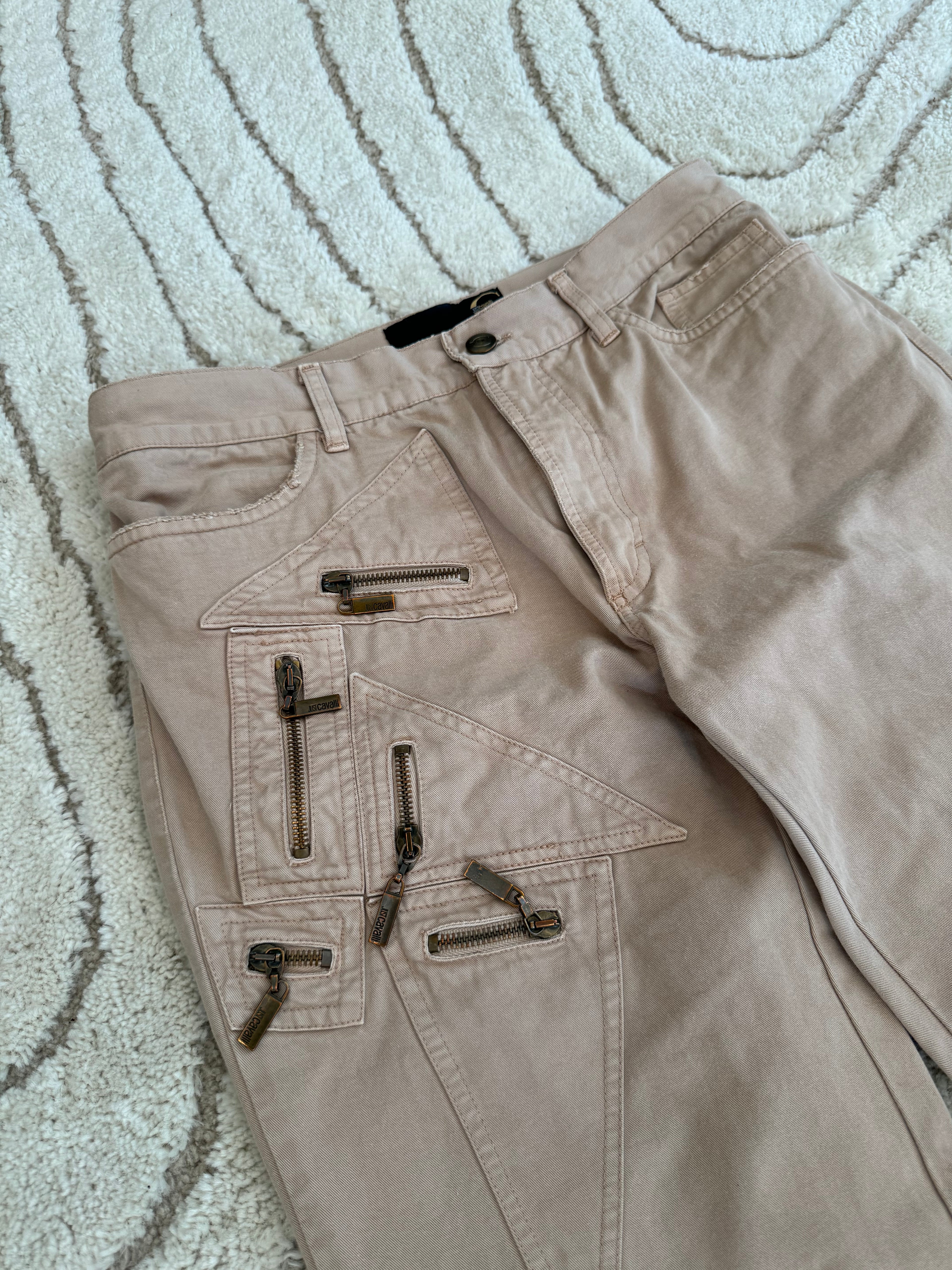 SS2005 Cavalli 几何拉链口袋长裤 (S)