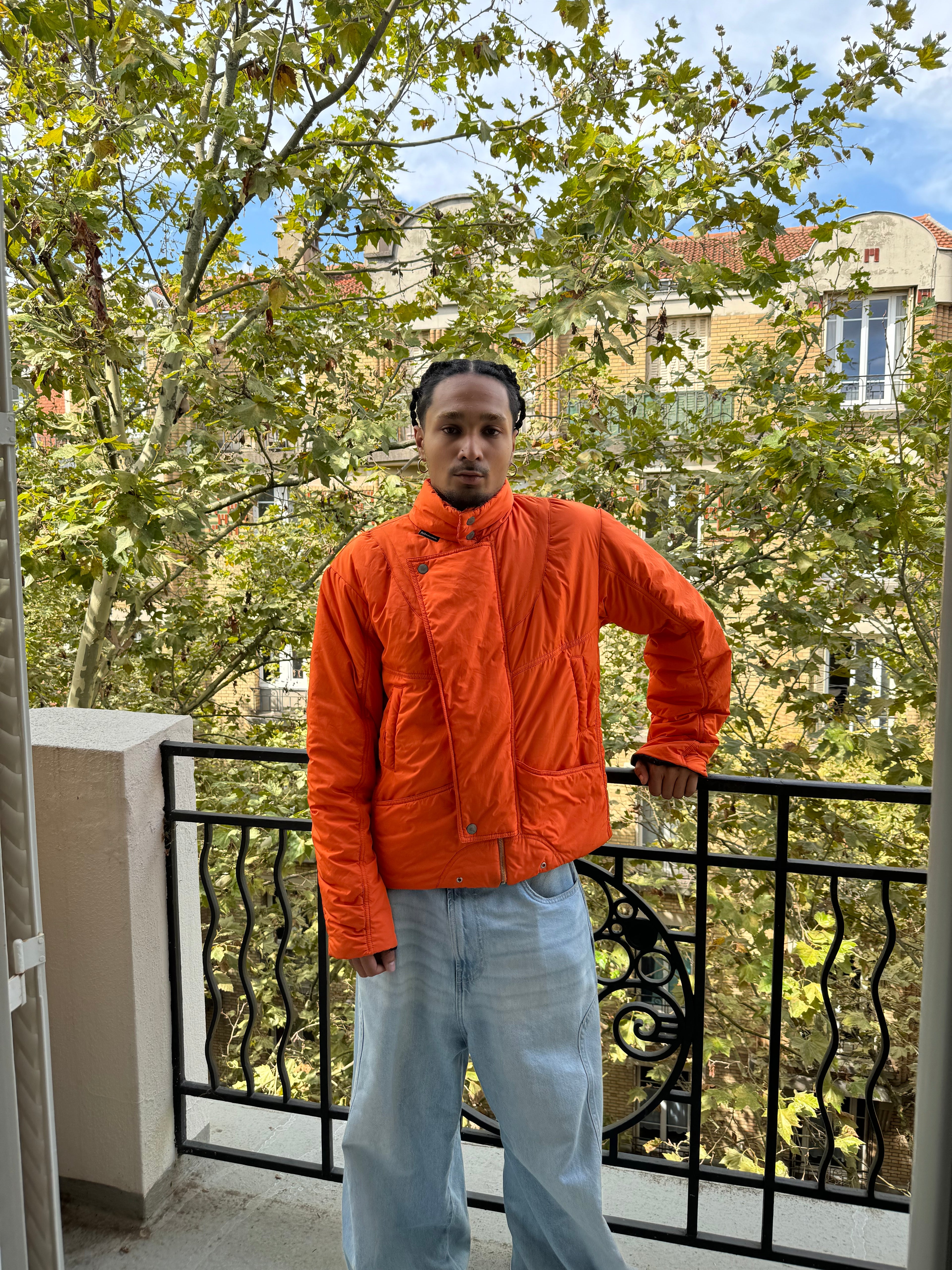 2000s Dolce & Gabbana Astro Orange Puffer Futuristic Jacket