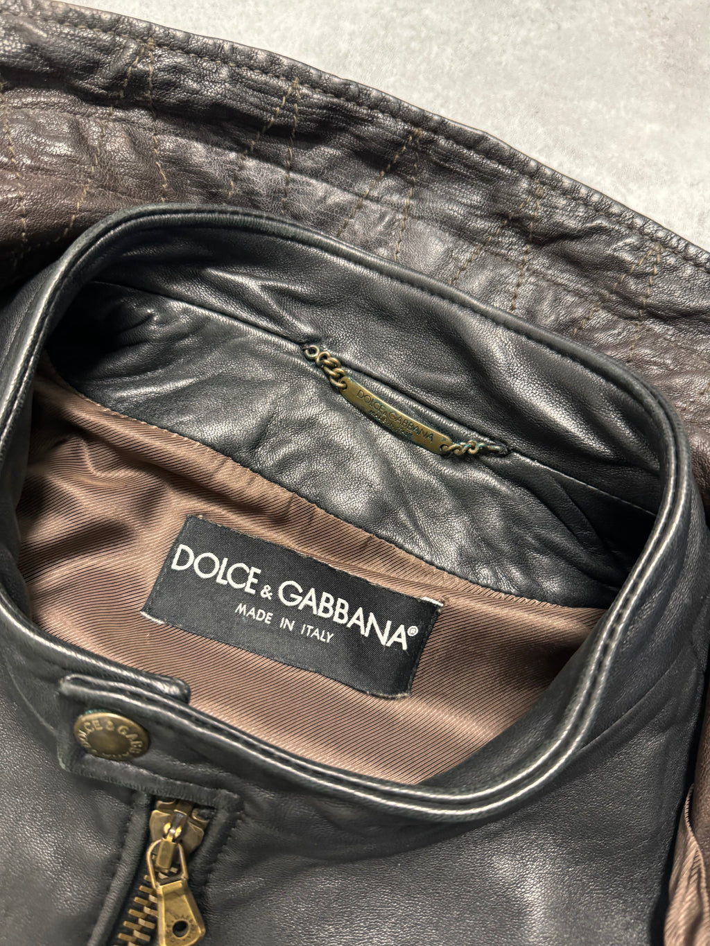 FW2005 Dolce & Gabbana Military Double Leather Heavy Jacket