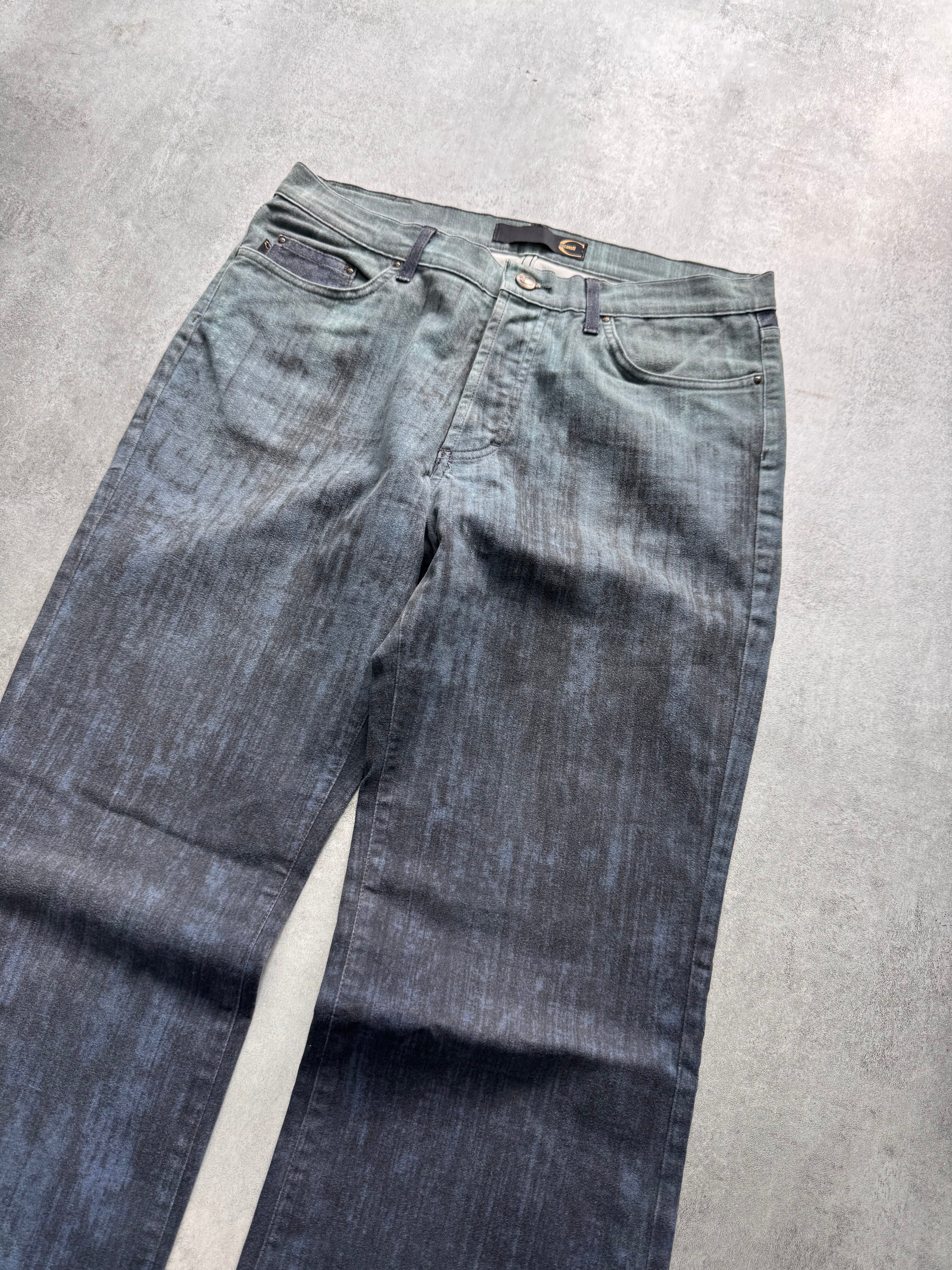 2000s Cavalli Elevation Disorder Blue Bootcut Pants