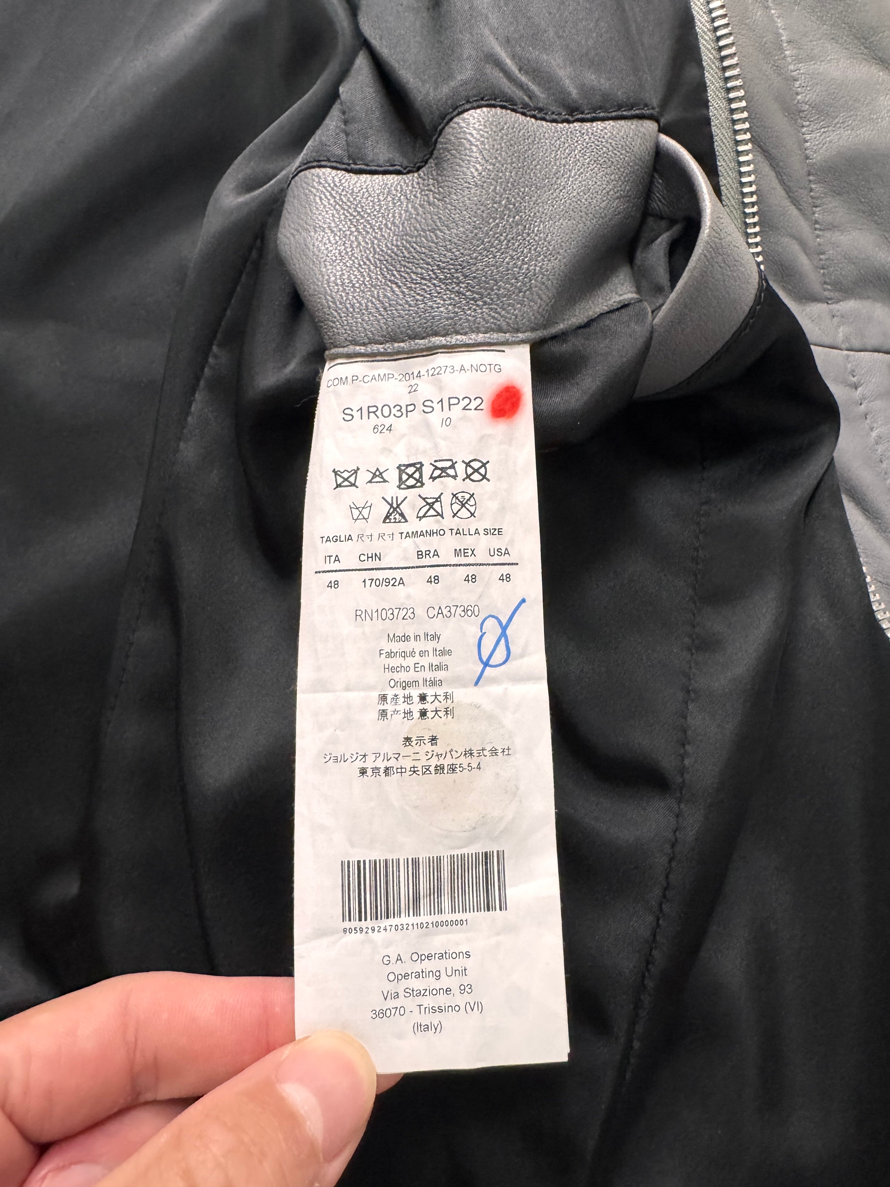 FW2014 Emporio Armami Asymmetrical Grey Leather Jacket