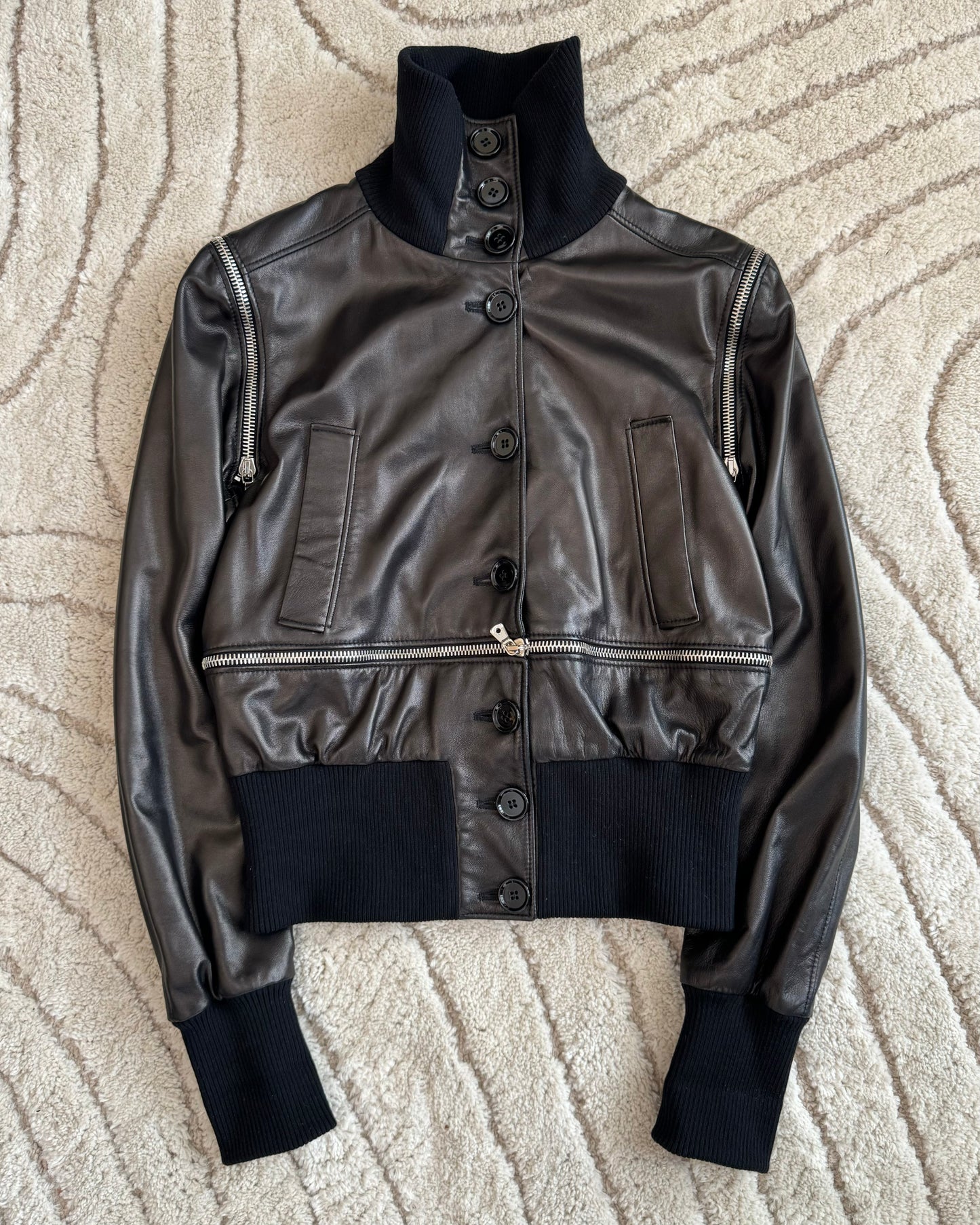 AW03 Dolce & Gabbana Utility Detachable Leather Jacket (XS)