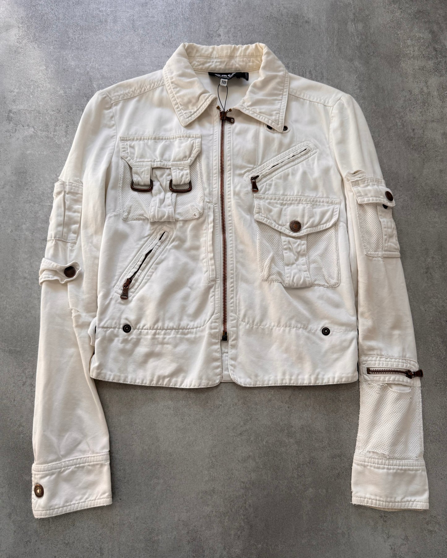 SS2003 Dolce & Gabbana Parachute Cargo Cropped White Jacket (XS)