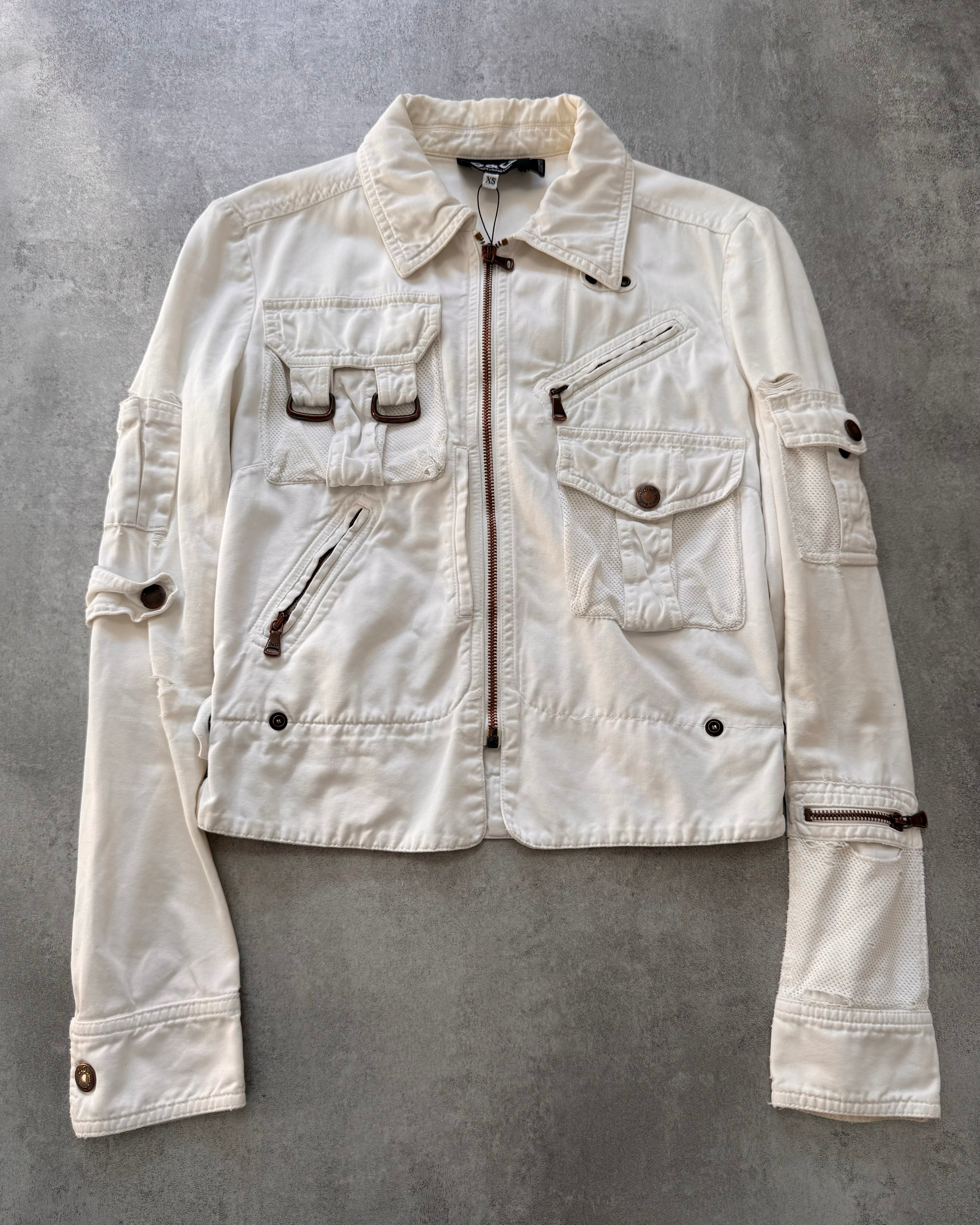 SS2003 Dolce & Gabbana Parachute Cargo Cropped White Jacket