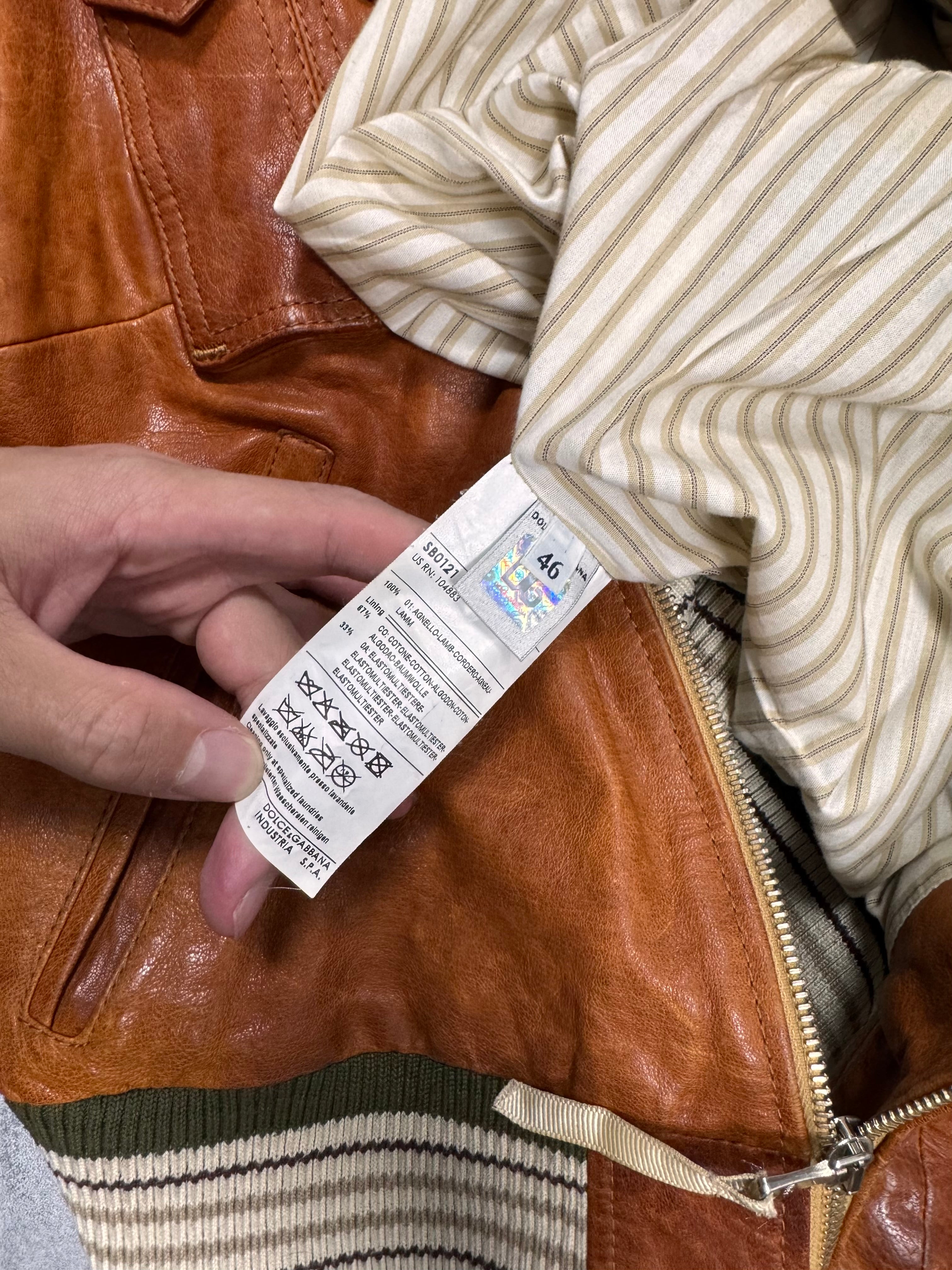 2000s Dolce & Gabbana Copper Brown Utility Cargo Leather Jacket