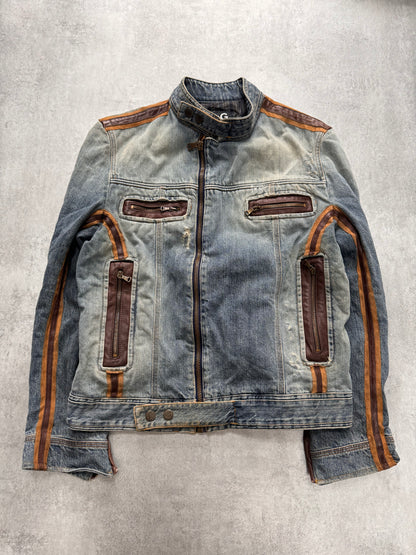 AW2005 Dolce & Gabbana Biker Hybrid Denim Jacket (M)