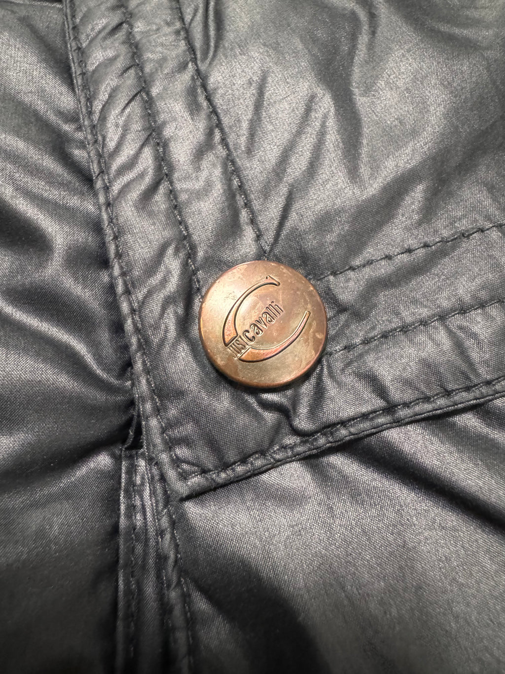 1990s Roberto Cavalli Parachute Bondage Puffer Black Jacket