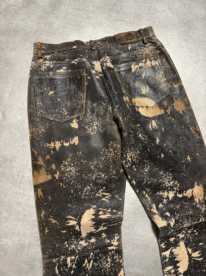 AW2004 Cavalli Textured Earth Eroded Camouflage Leather Pants (M) - 6