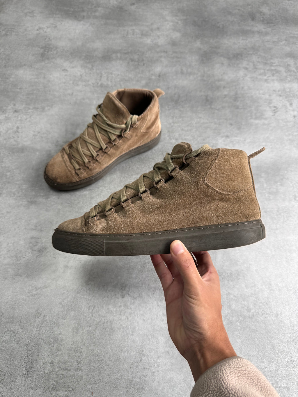 Balenciaga Arena High Brown Suede Leather Sneakers