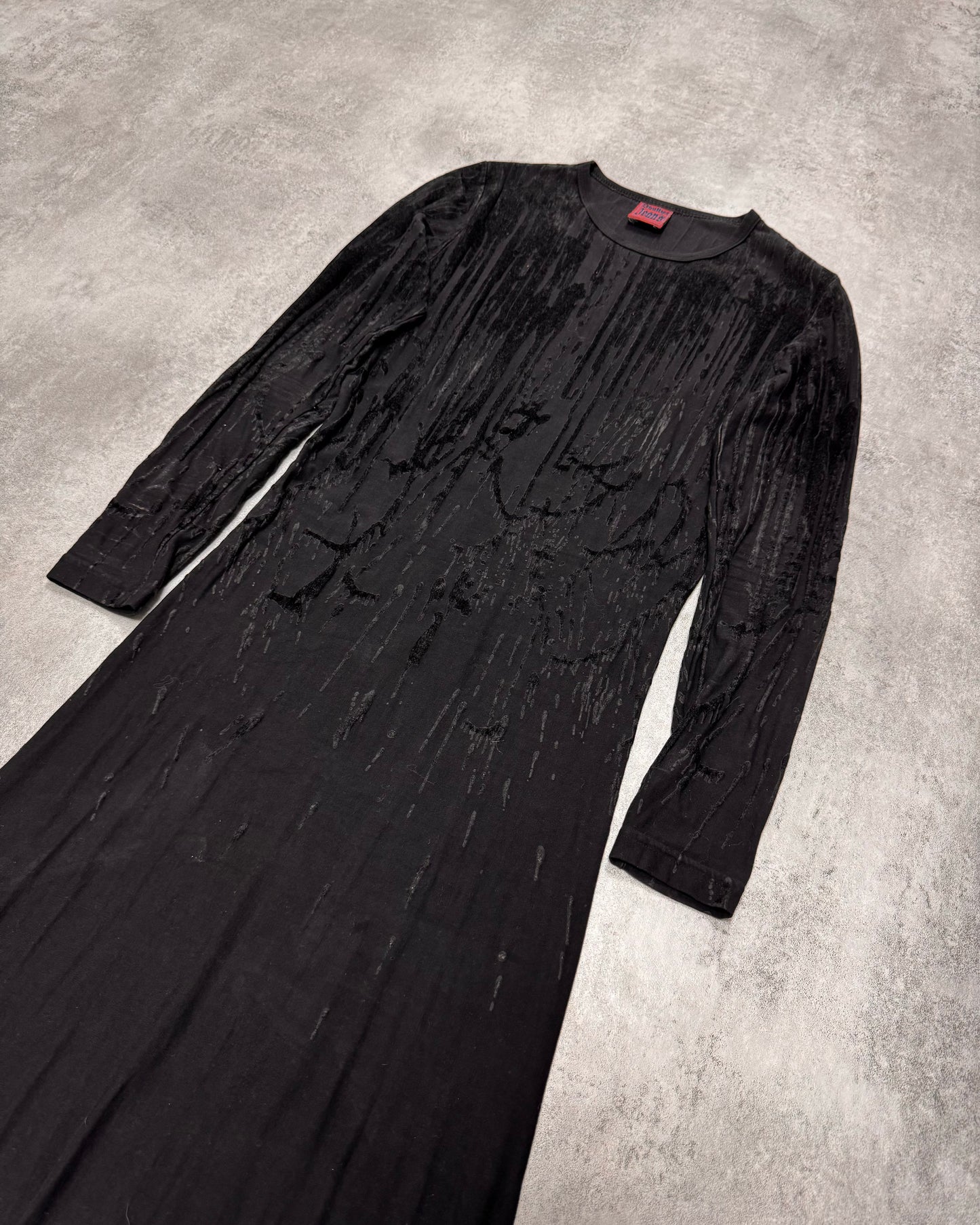 AW1998 Jean Paul Gaultier Blood Drip Black Maxi Dress (XS)