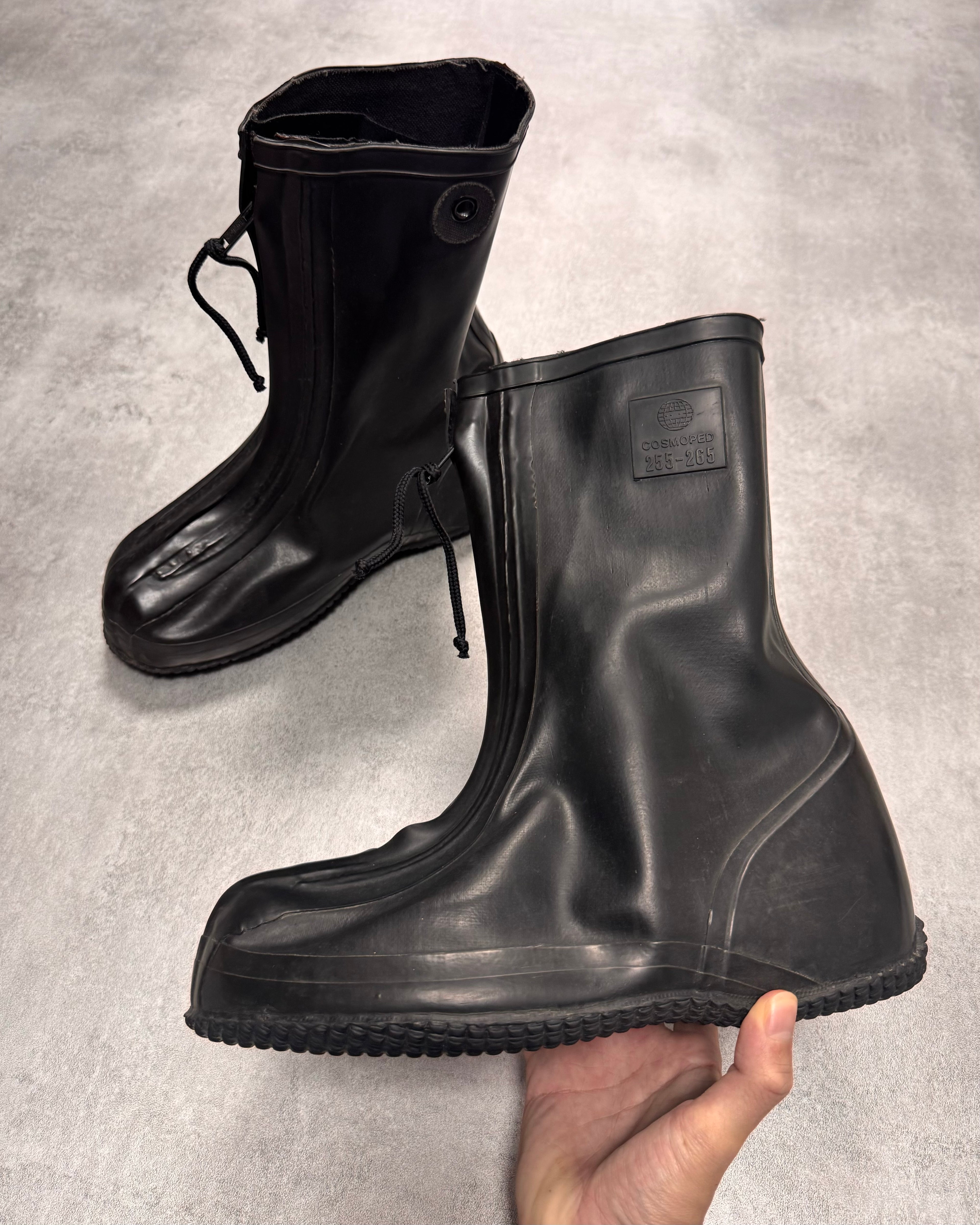 1980s Combat Waterproof Protection Front Zip Shoes Covers Black Boots