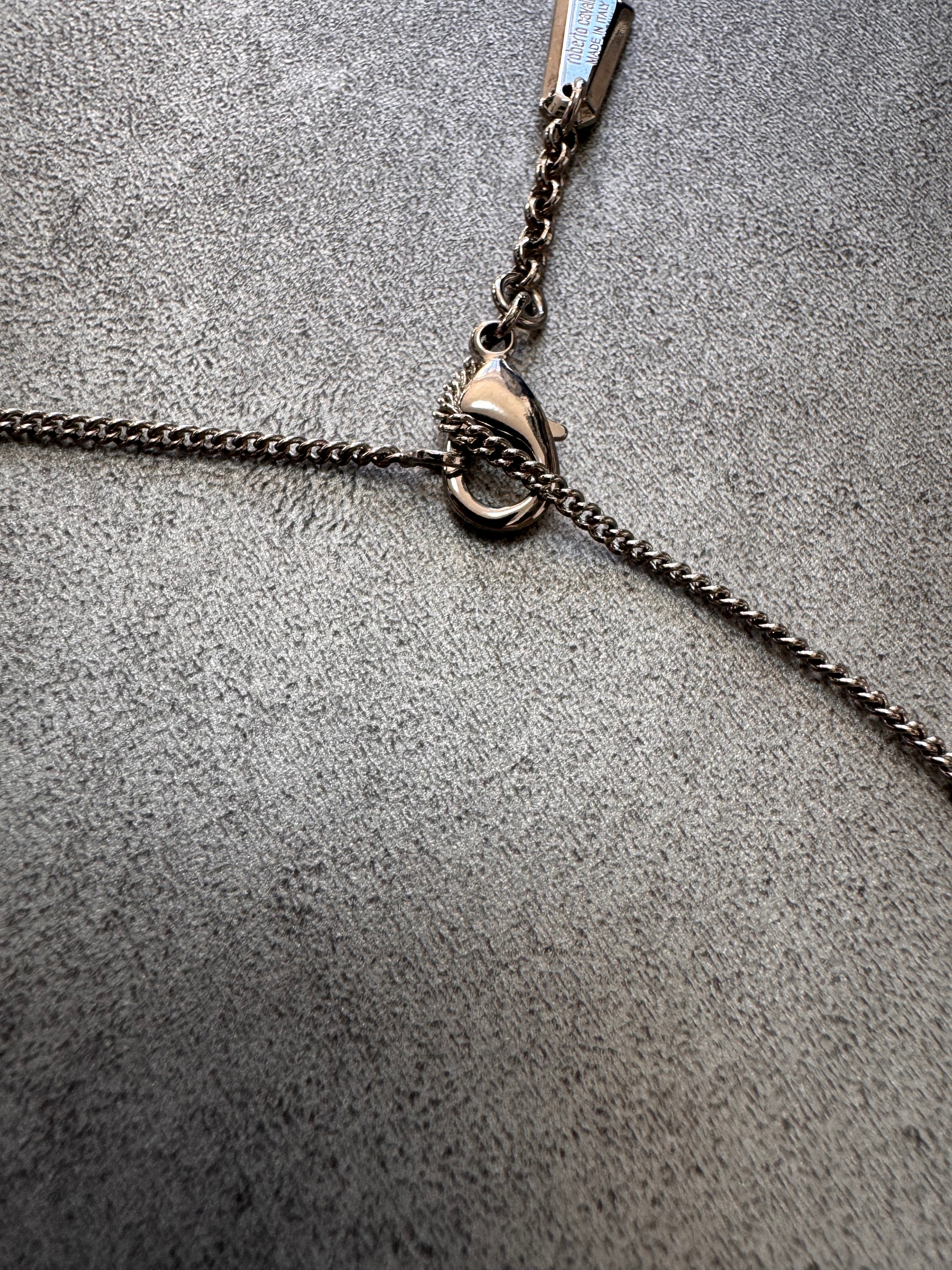 Roberto Cavalli Golden Roses Cross Pendant Stainless Necklace