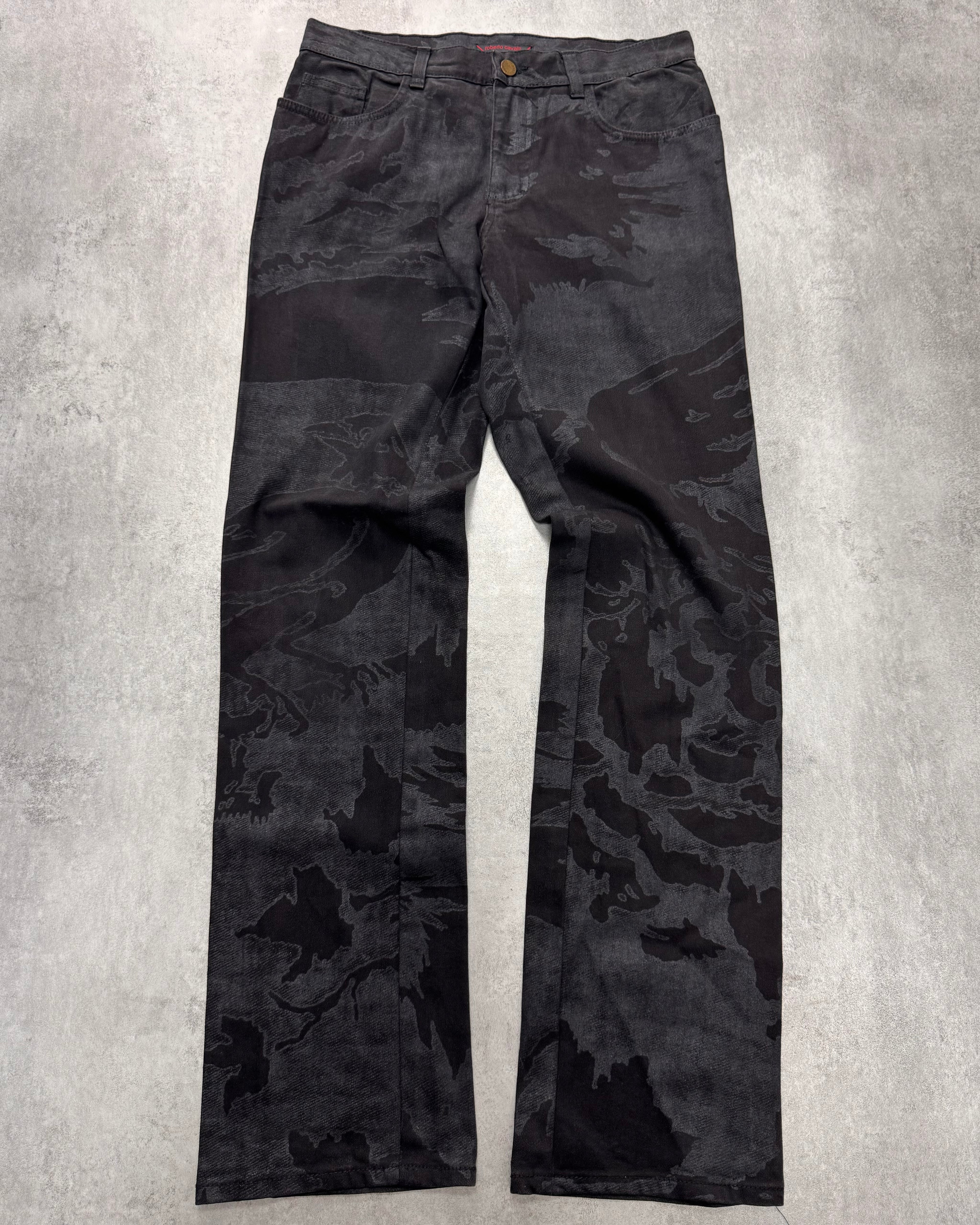 AW2001/02 Roberto Cavalli Black Crow Camouflage Pants