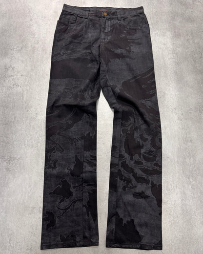 AW2001/02 Roberto Cavalli Black Crow Camouflage Pants (S)