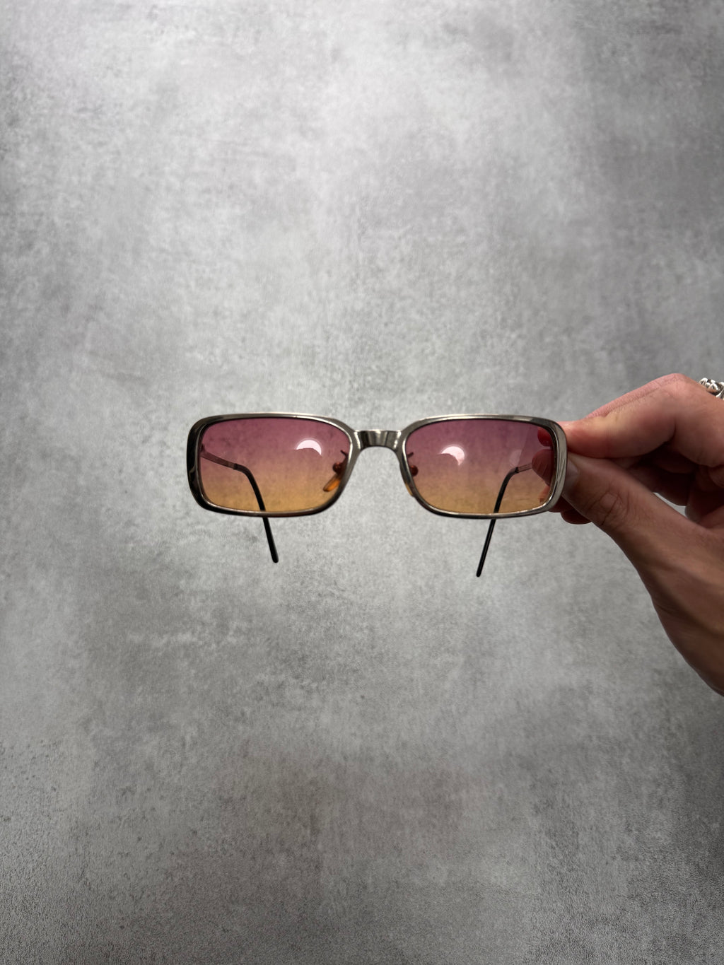 2000s Dolce & Gabbana Sunset Metallic Rectangle Sunglasses