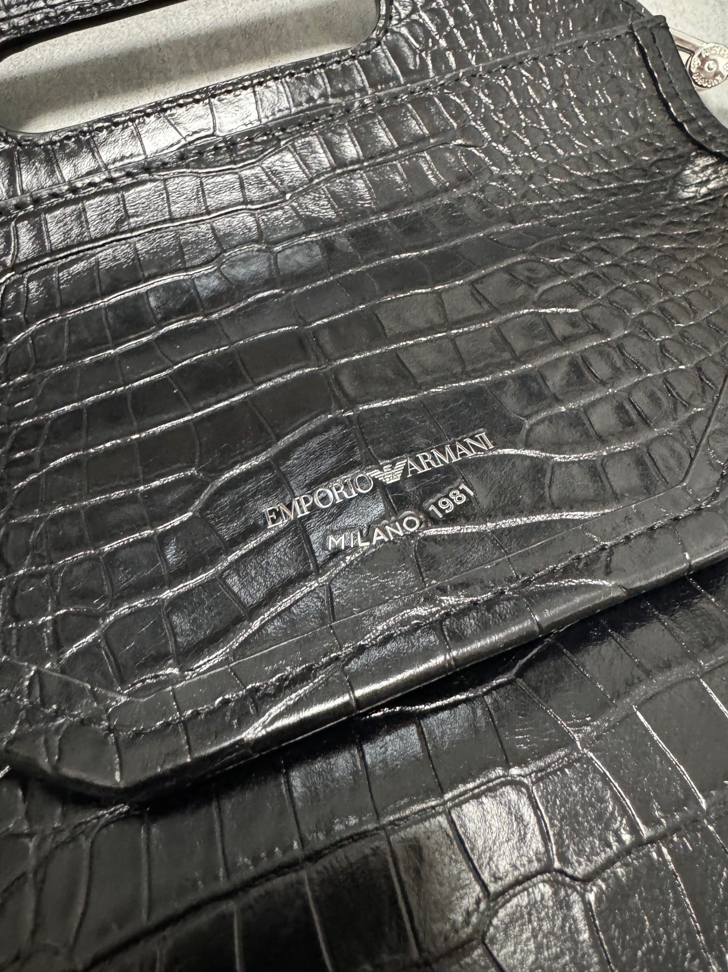 Emporio Armani Crocodile Print Leather Handbag (OS)