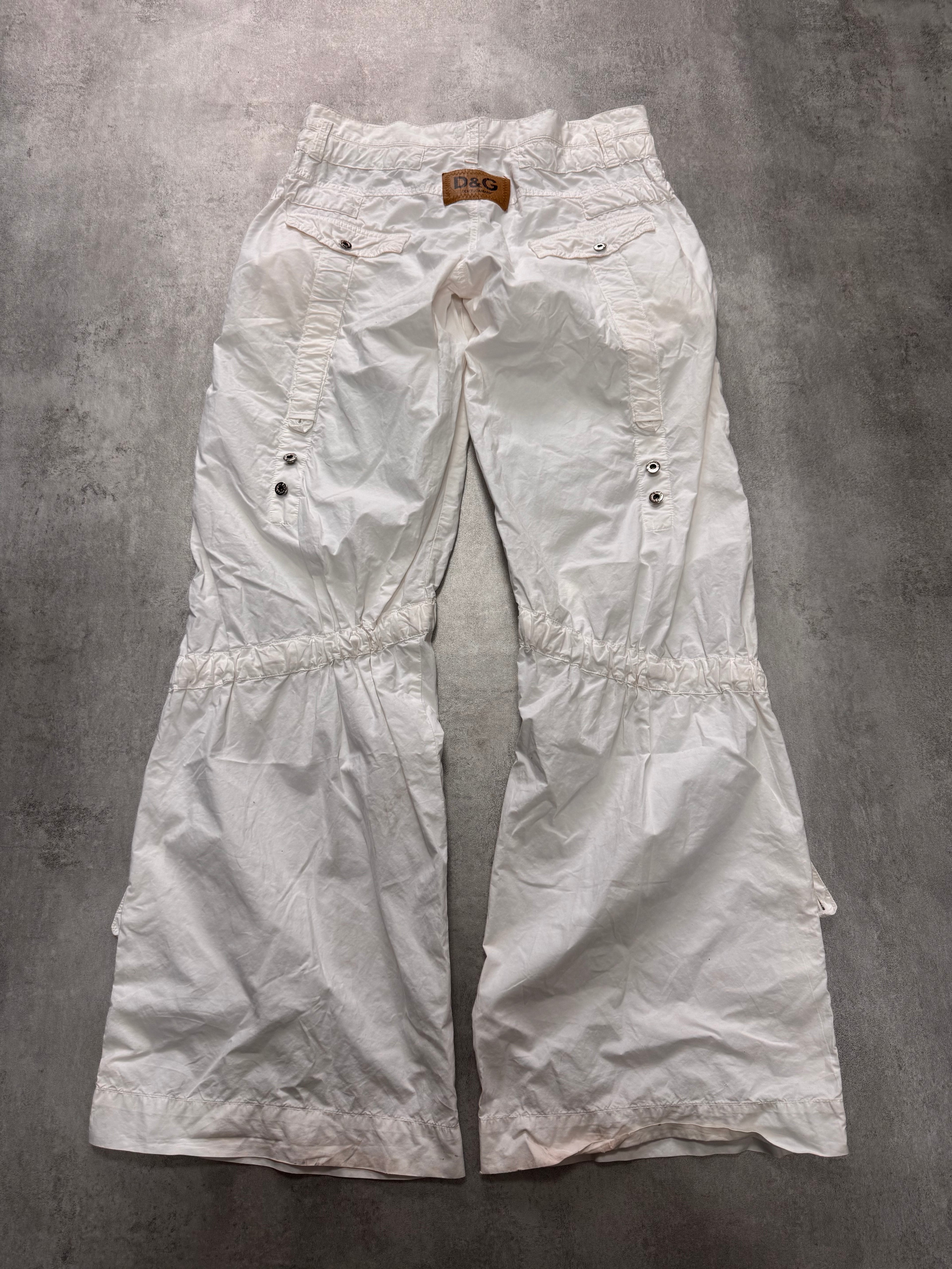 SS2004 Dolce & Gabbana Soft White Cargo Flared Pants