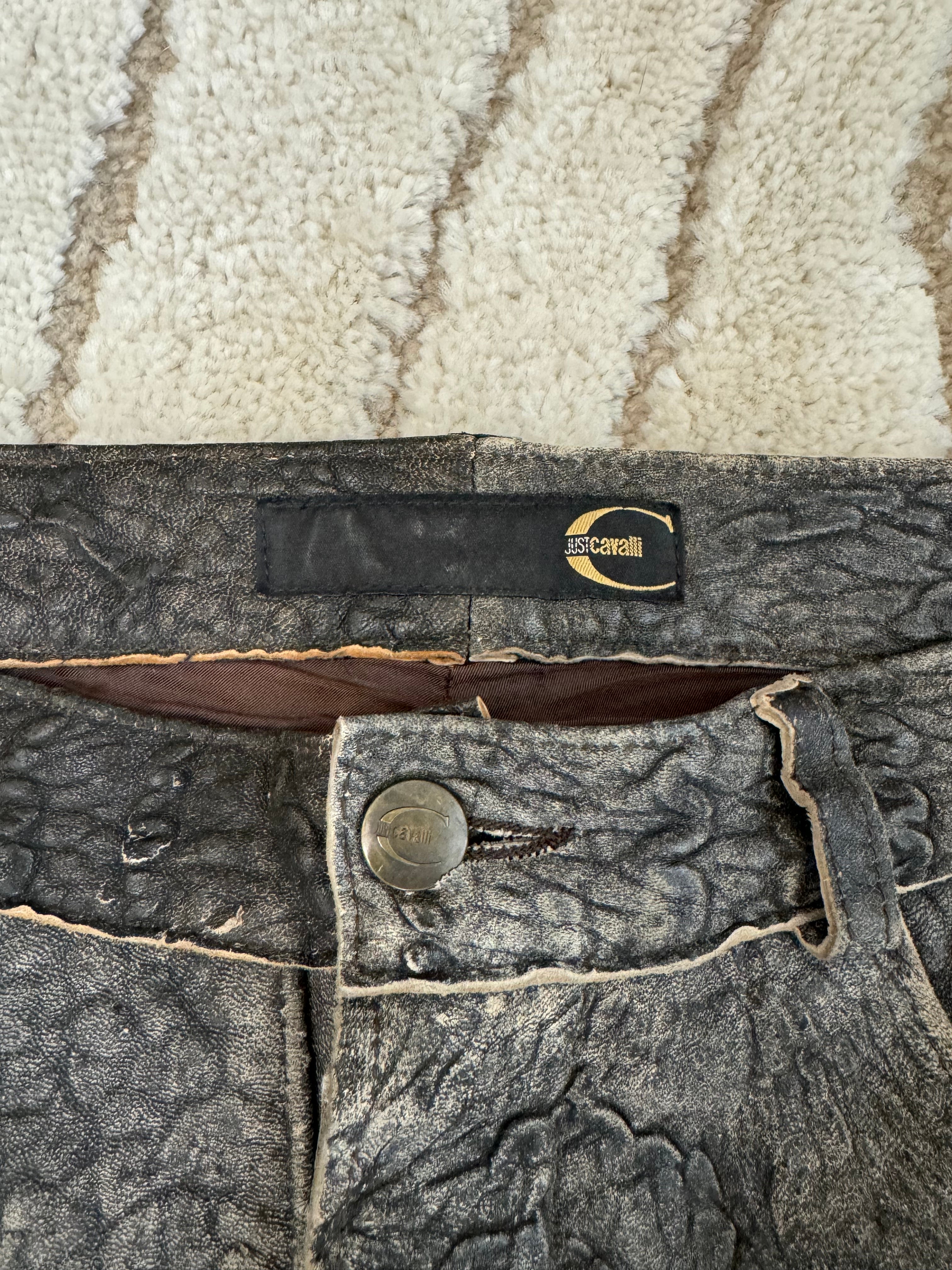 00s Cavalli スカーレッド生革パンツ(M/L)