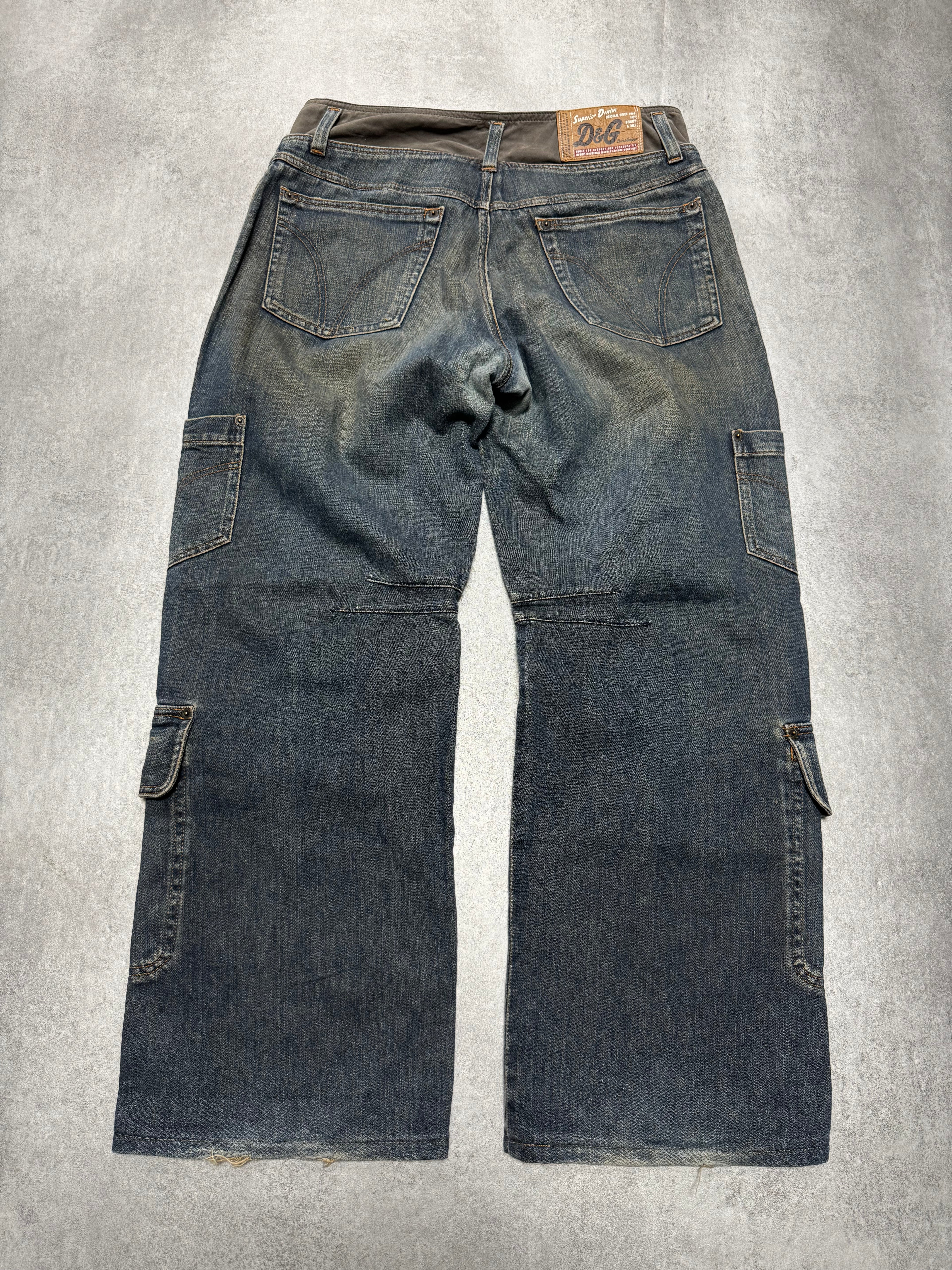 AW2003 Dolce & Gabbana Waisted Masterpiece Faded Denim Cargo