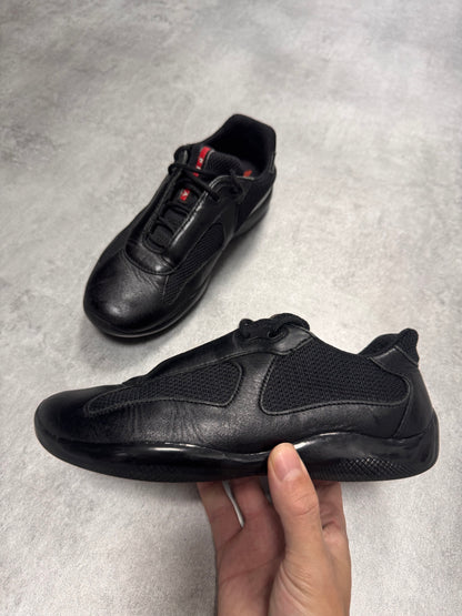 2000s Prada America's Cup Black Leather Sneakers (36eu/us4)