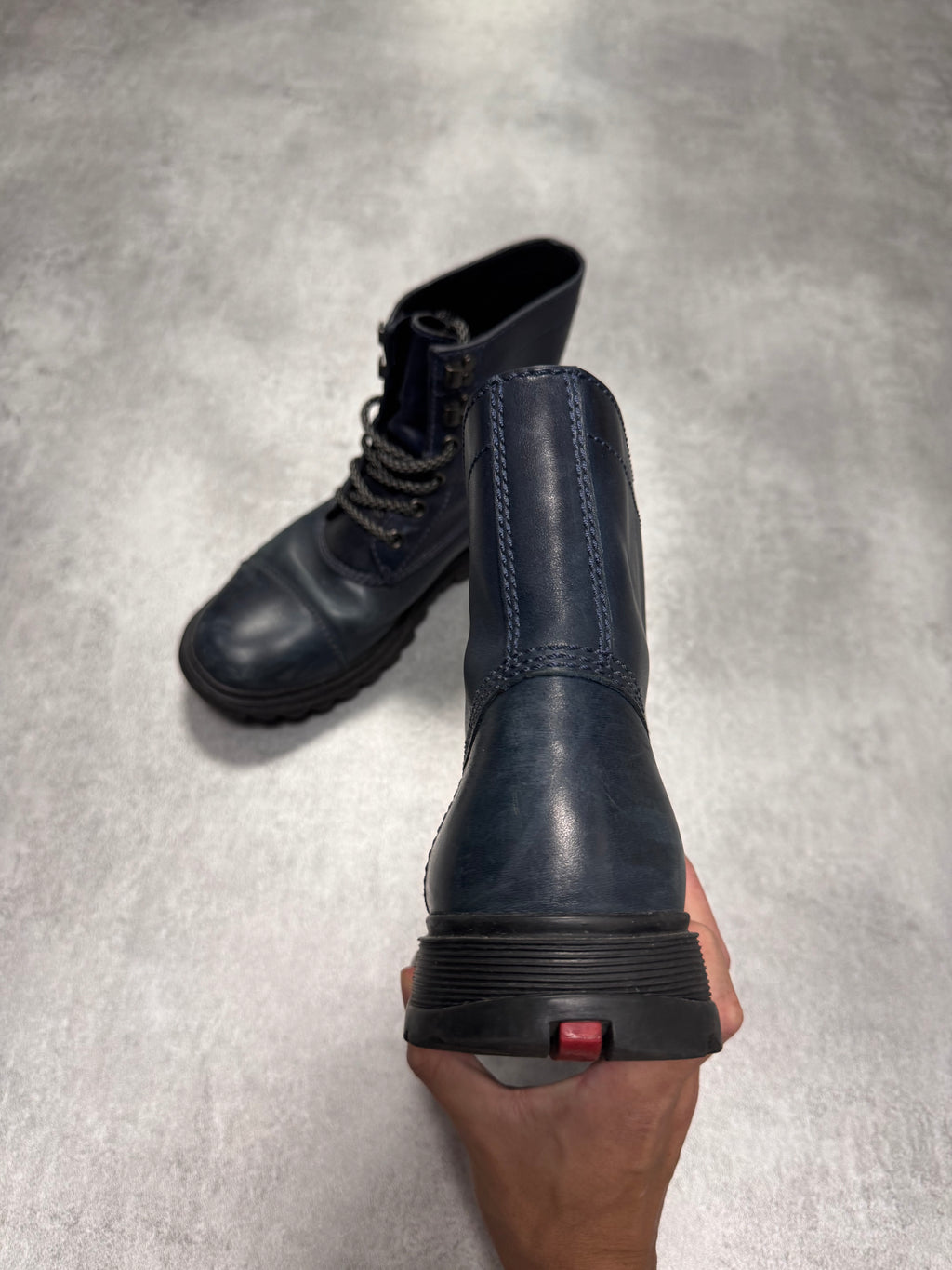 2000s Prada Hiking Navy Leather Boots