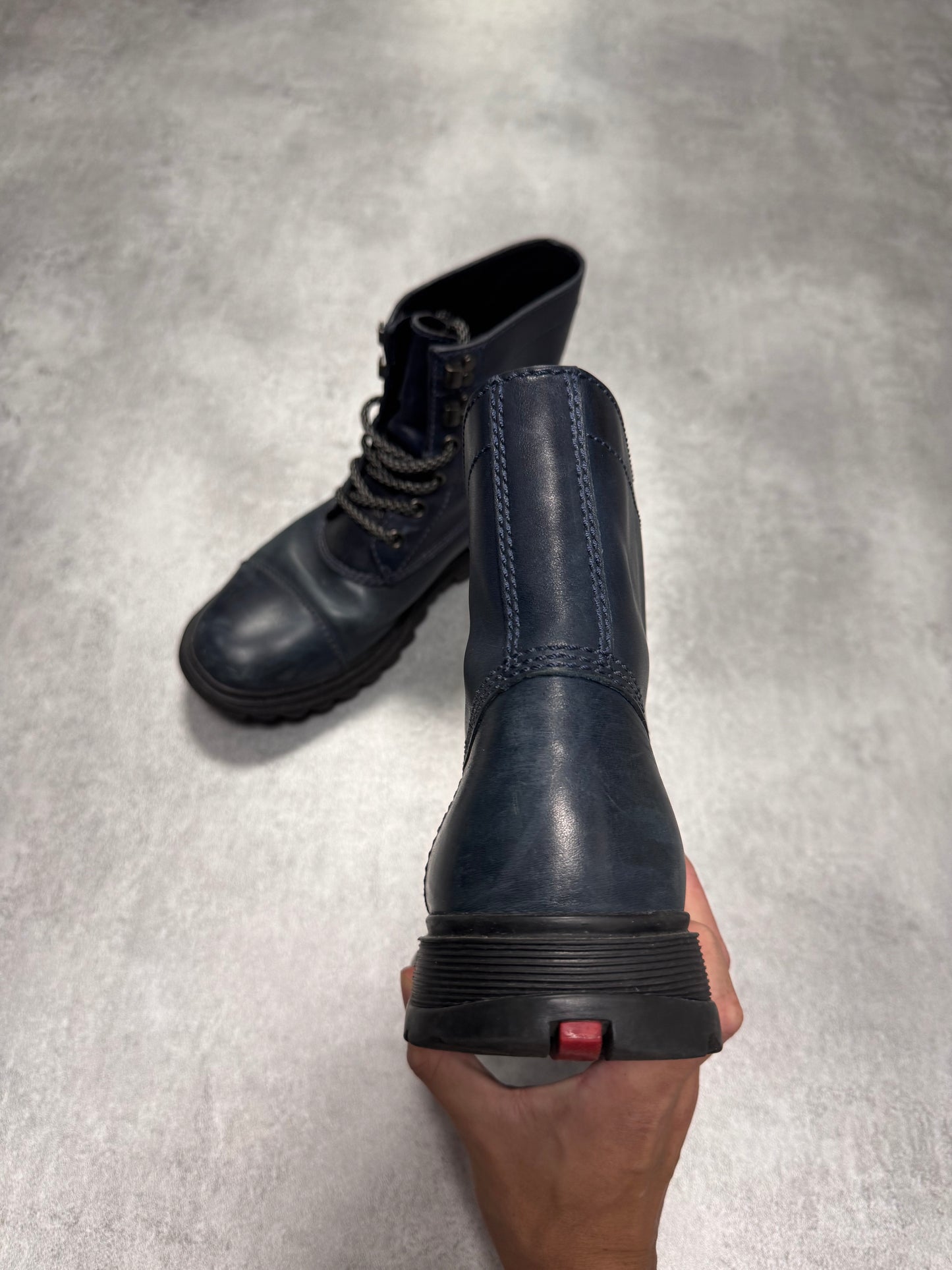 2000s Prada Hiking Navy Leather Boots (42,5eu/us9)