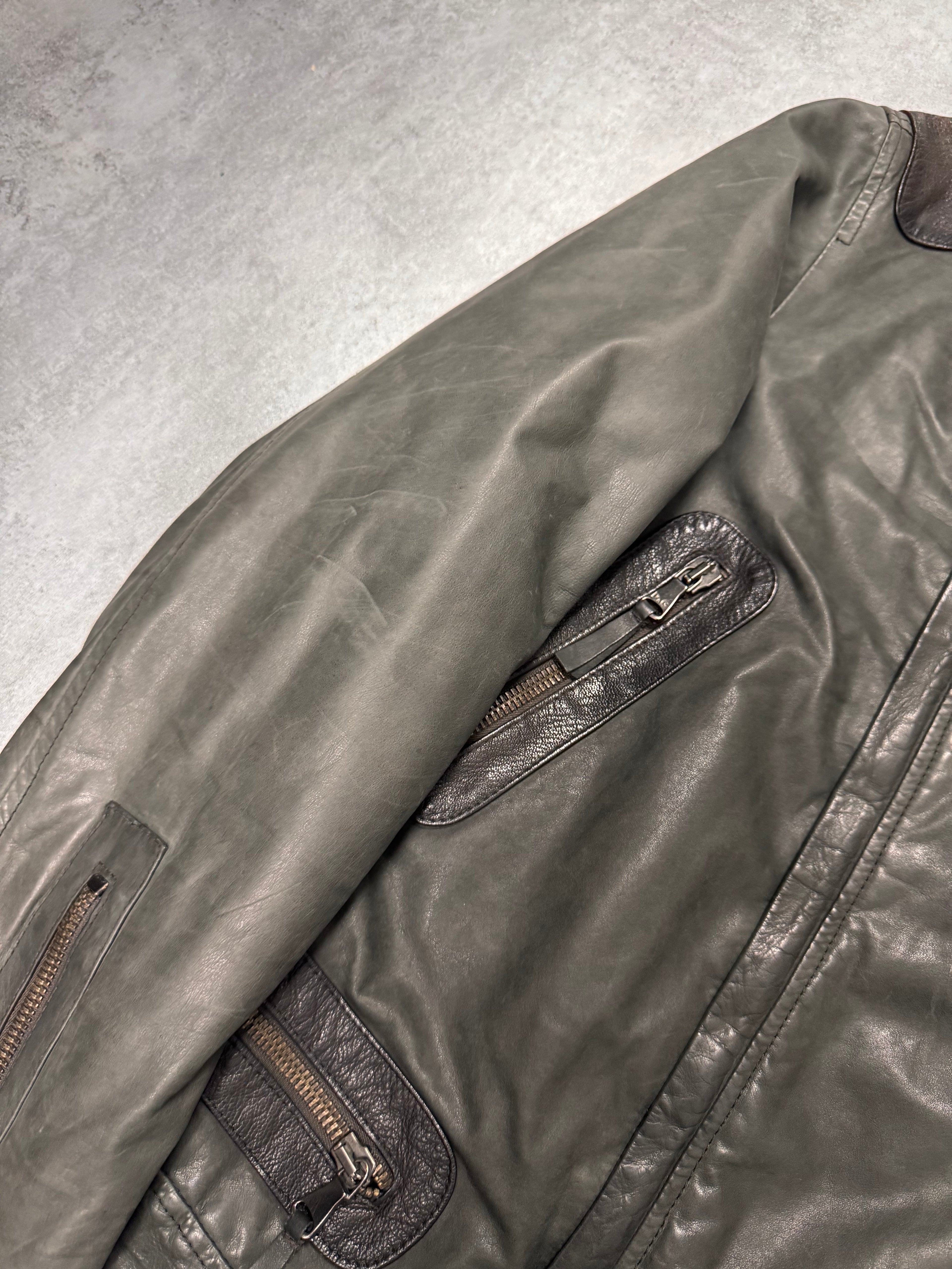 2000s Dolce & Gabbana Asymmetrical Leather Jacket