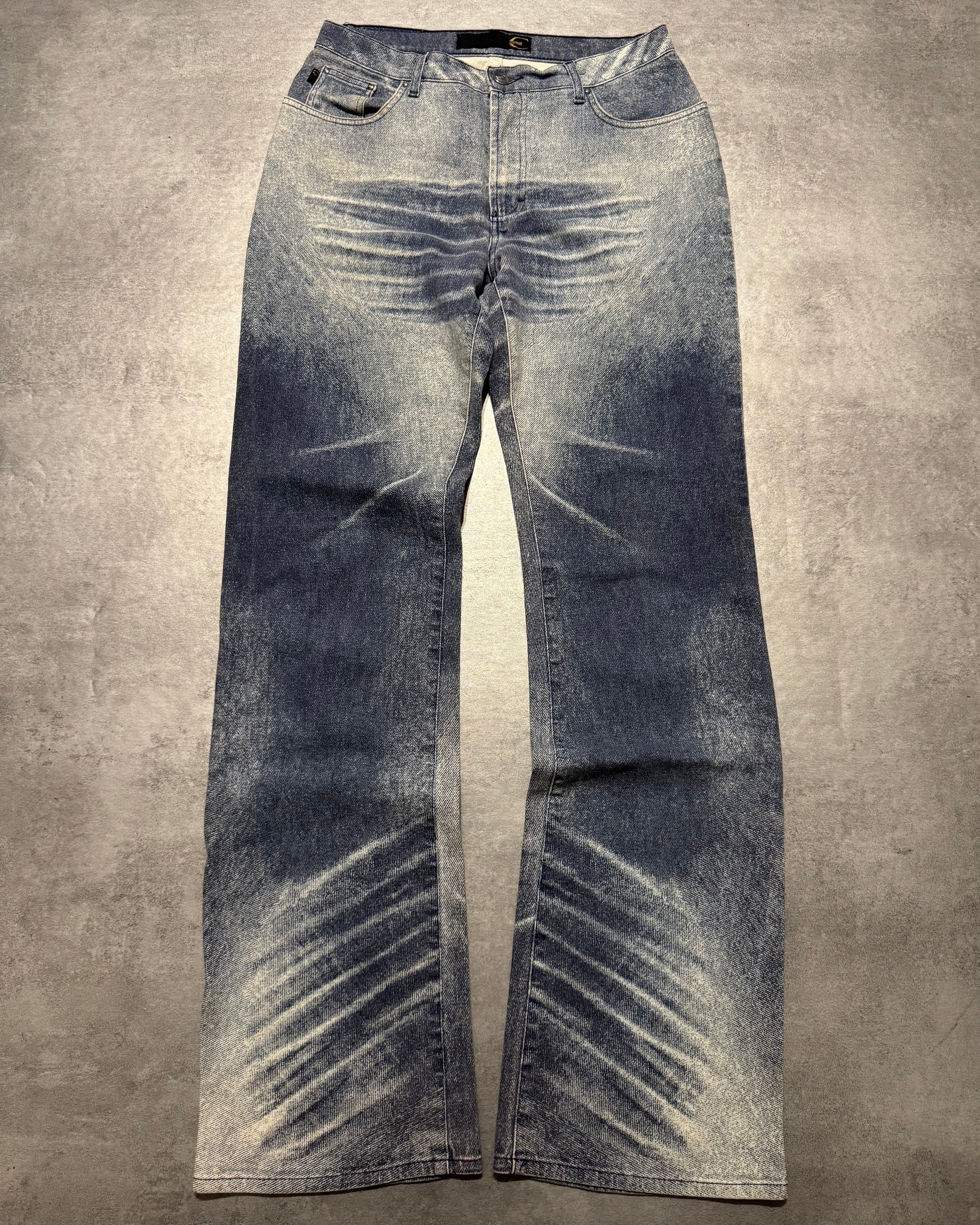 2000s Cavalli Overprint Blue Dyed Pants