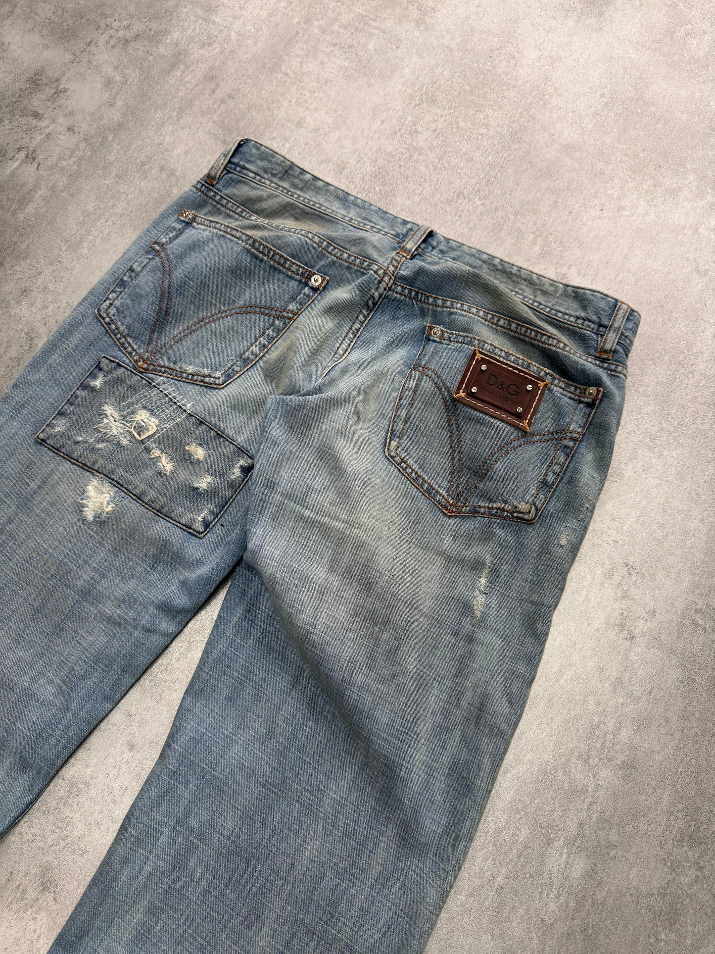 2000s Dolce & Gabbana Patches Blue Denim Jeans (M)