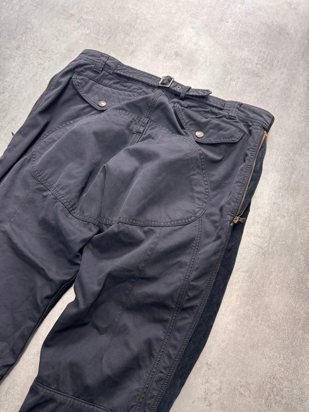 2010s Dolce & Gabbana Navy Hybrid Velvet Cargo Pants