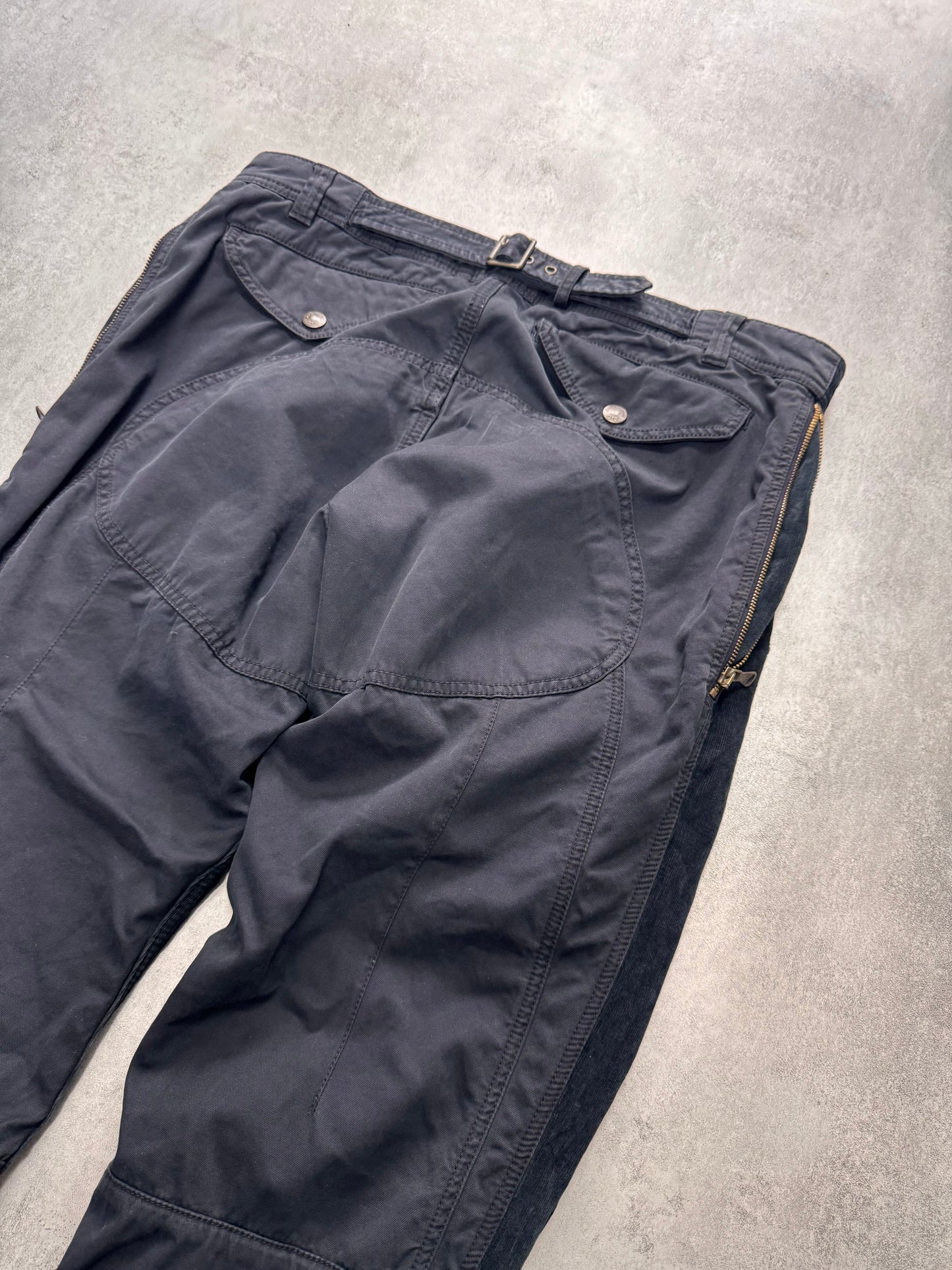 2010s Dolce & Gabbana Navy Hybrid Velvet Cargo Pants (M)