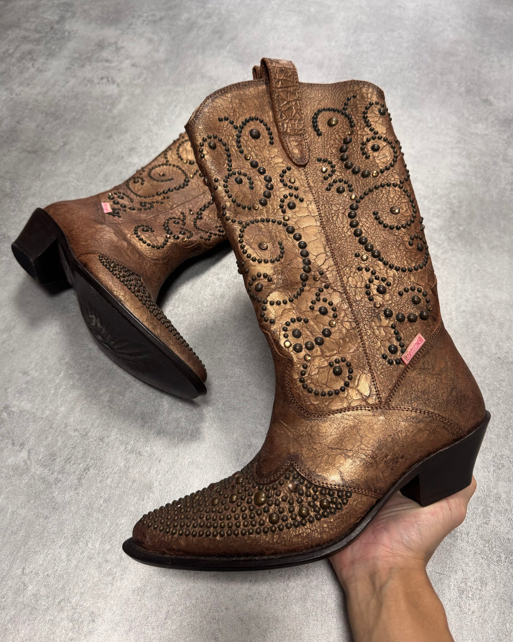 Roberto Cavalli Santiag Studded Bright Leather Boots