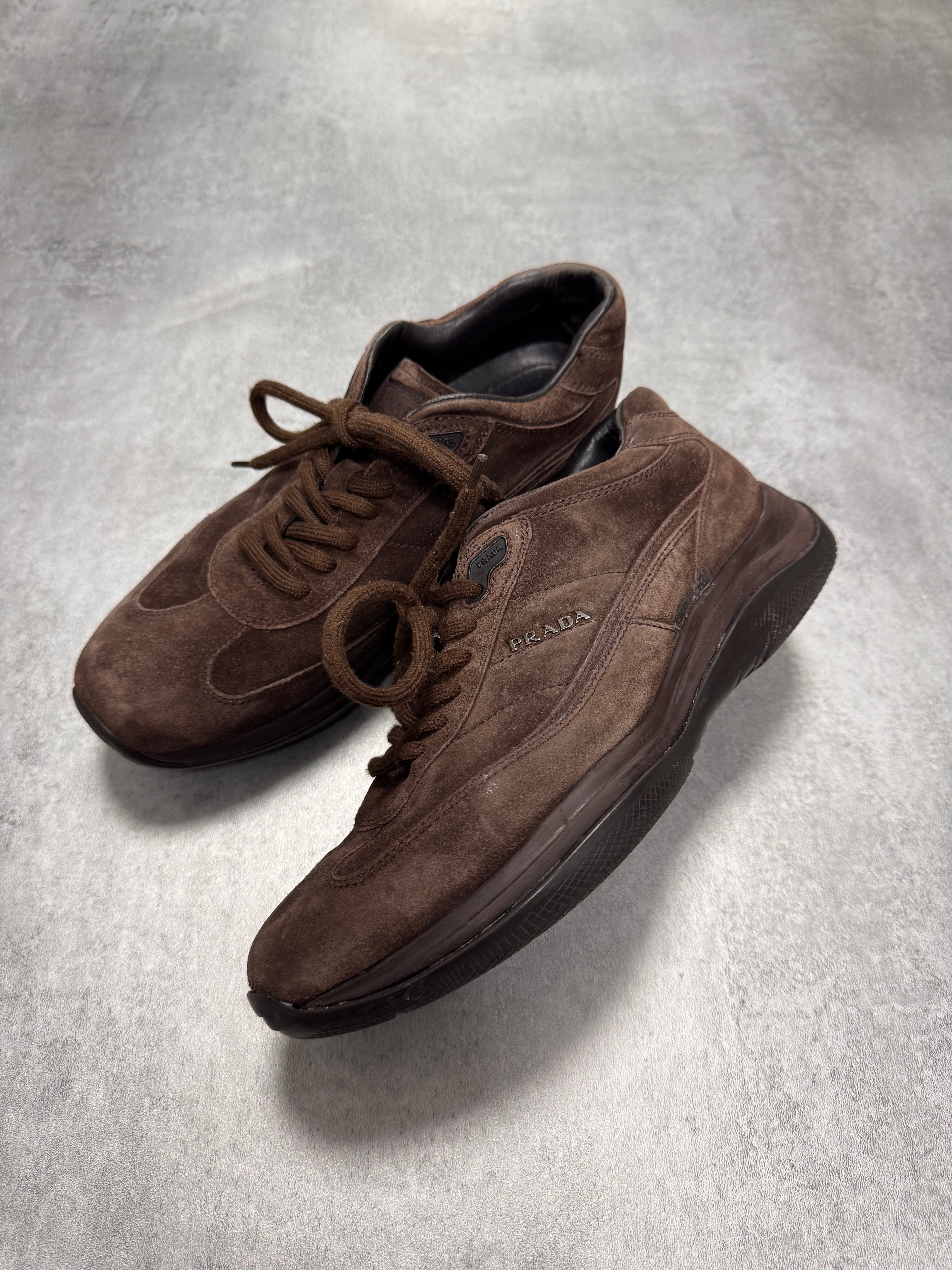 靴 00s prada sports suede leather shoes 2000s Prada Brown Suede Low Sneakers – Dolce Vita Hub