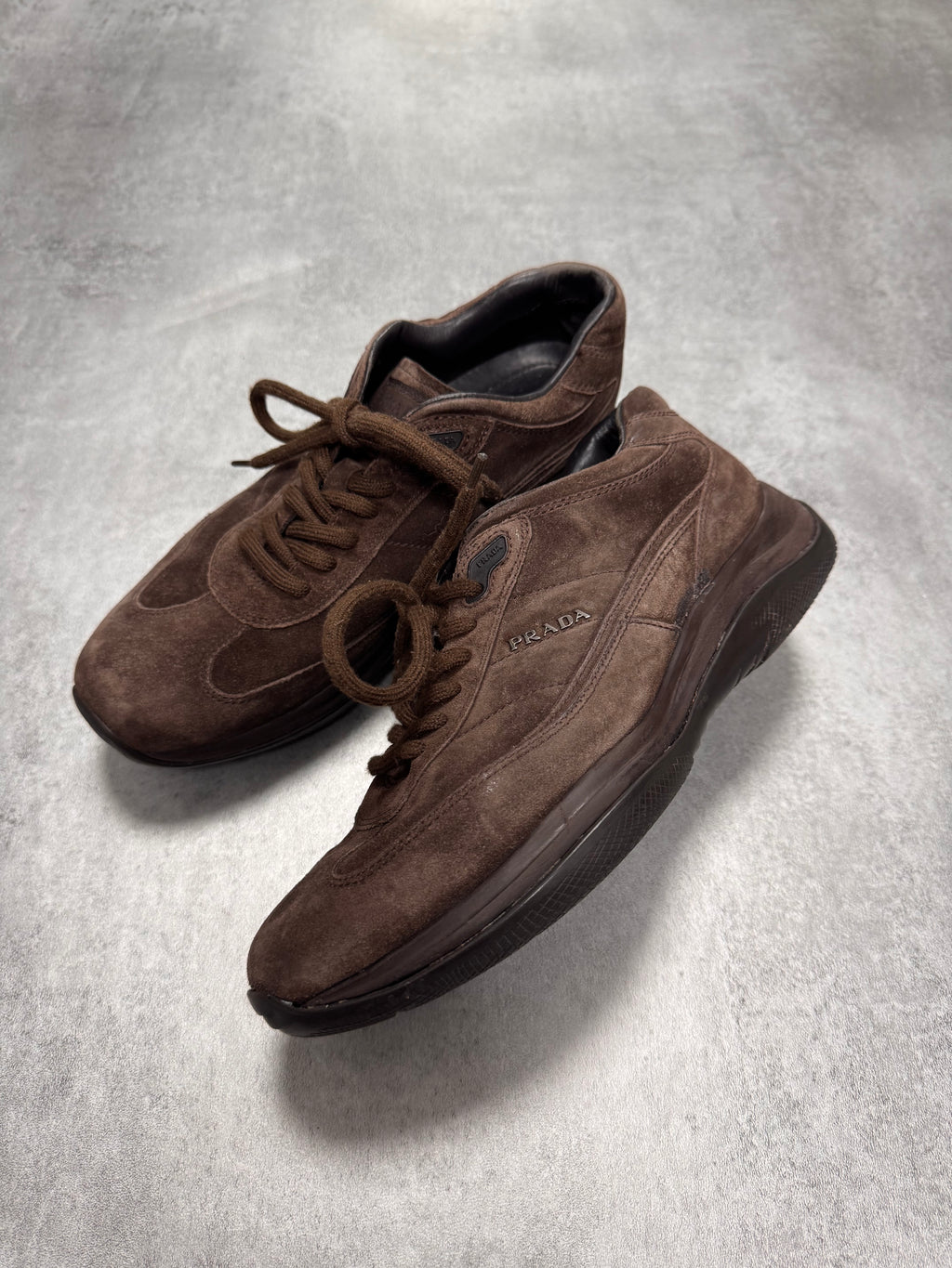 2000s Prada Brown Suede Low Sneakers