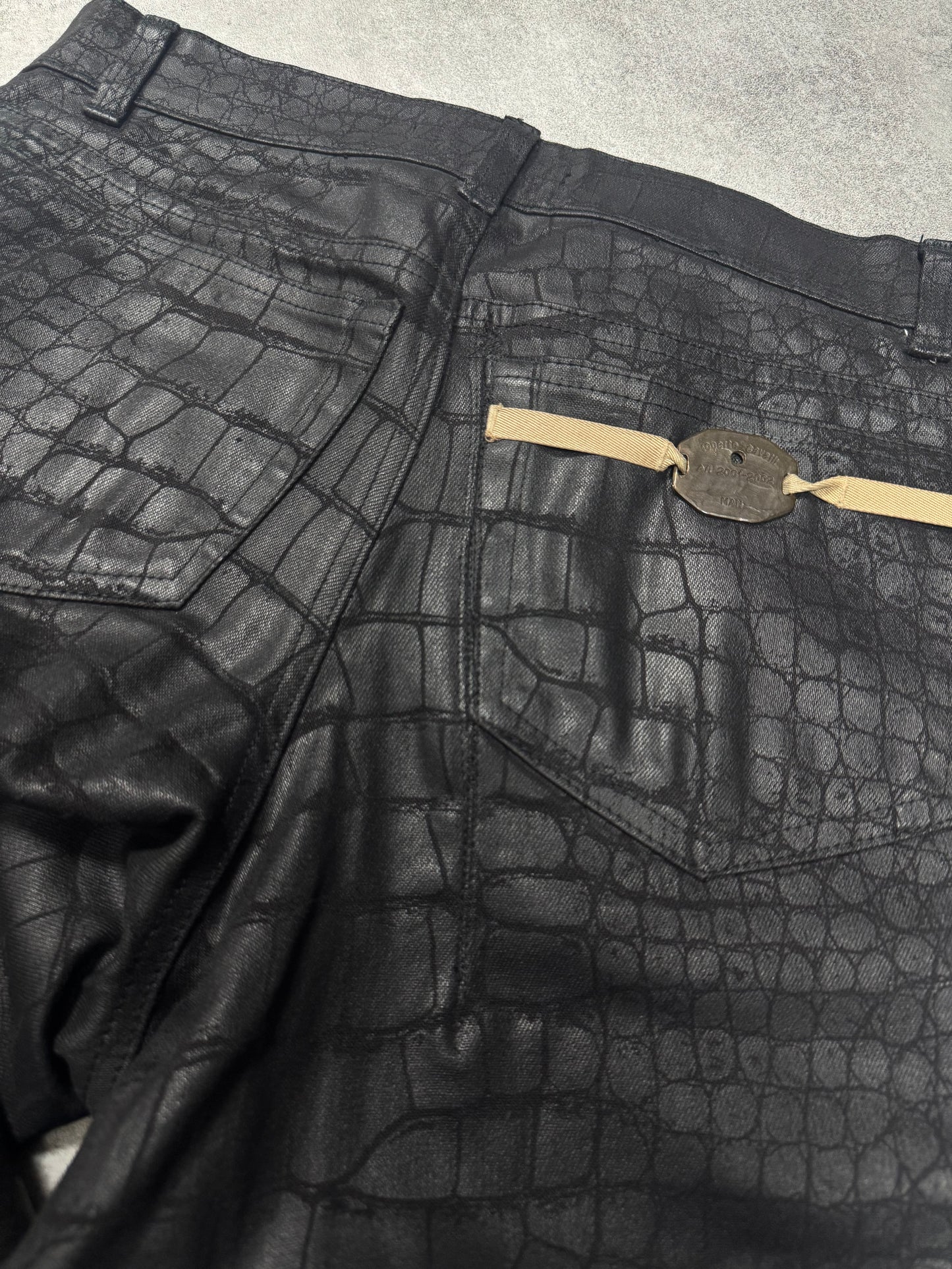 AW2001/2002 Roberto Cavalli Crocodile Black Pants (XS/S)