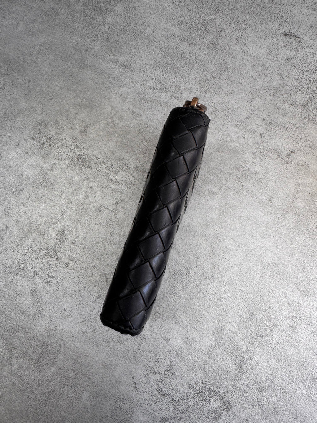 1990s Bottega Venetta Intrecciato Black Woven Leather Wallet