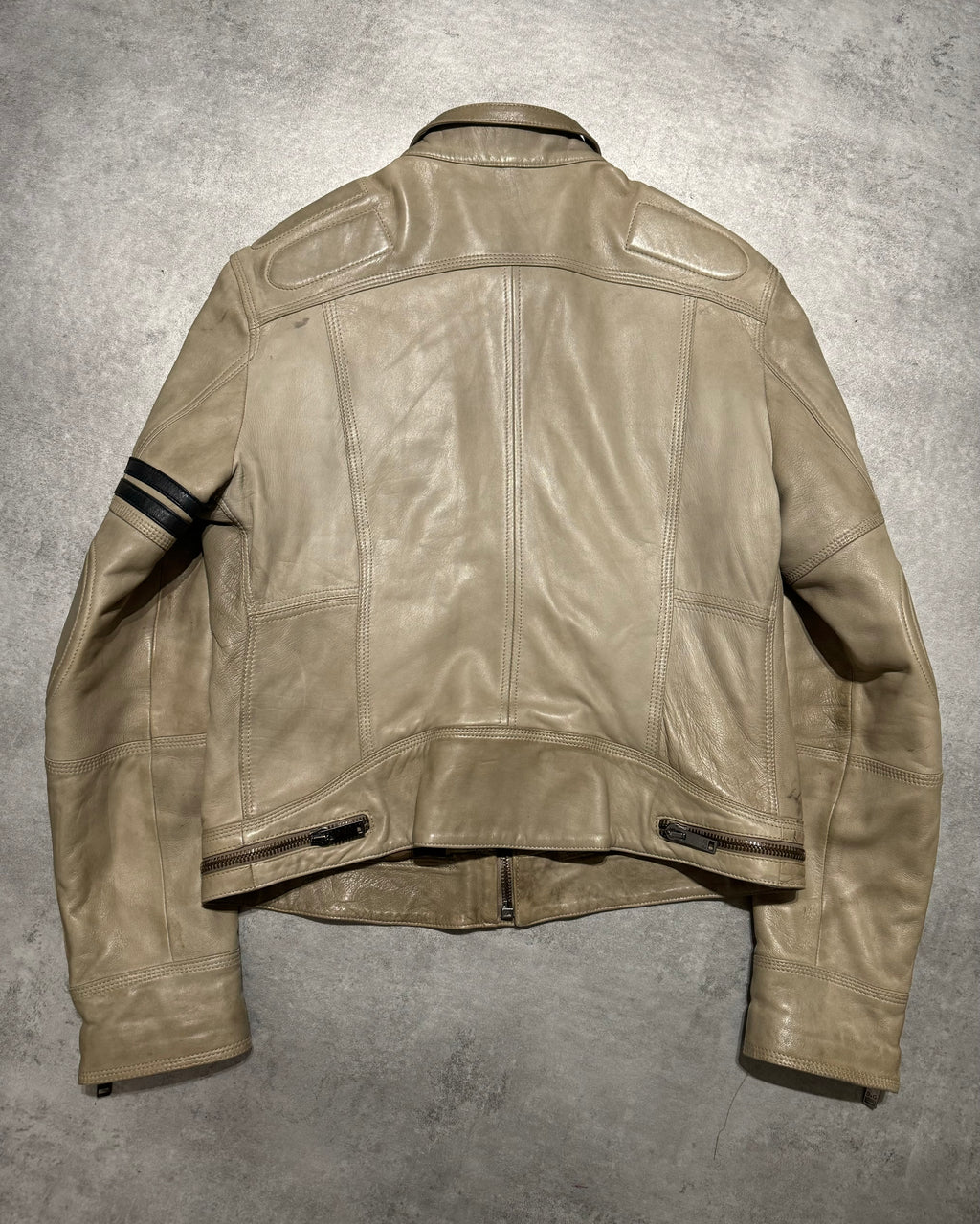 AW2004 Dolce & Gabbana Astro Biker Cafe Cream Leather Jacke (M/L) - 5