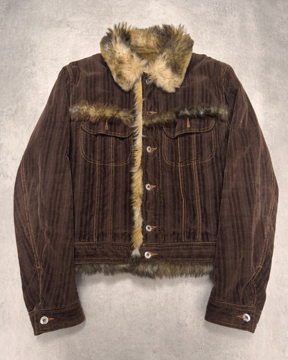 FW2001 Dolce & Gabbana Fur Striped Corduroy Jacket (S/M)