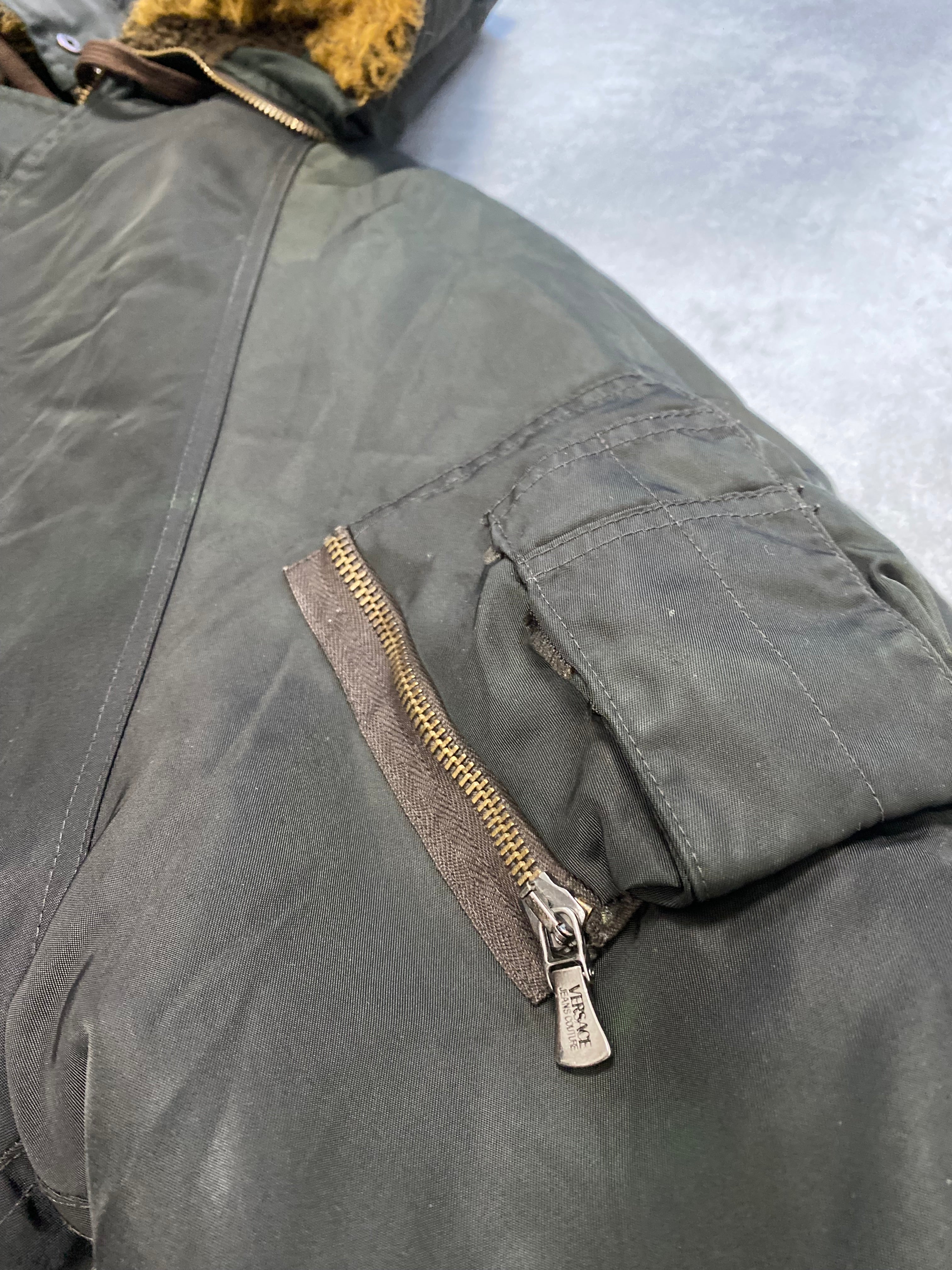 Versace Kaki Army Hooded Bomber Jacket