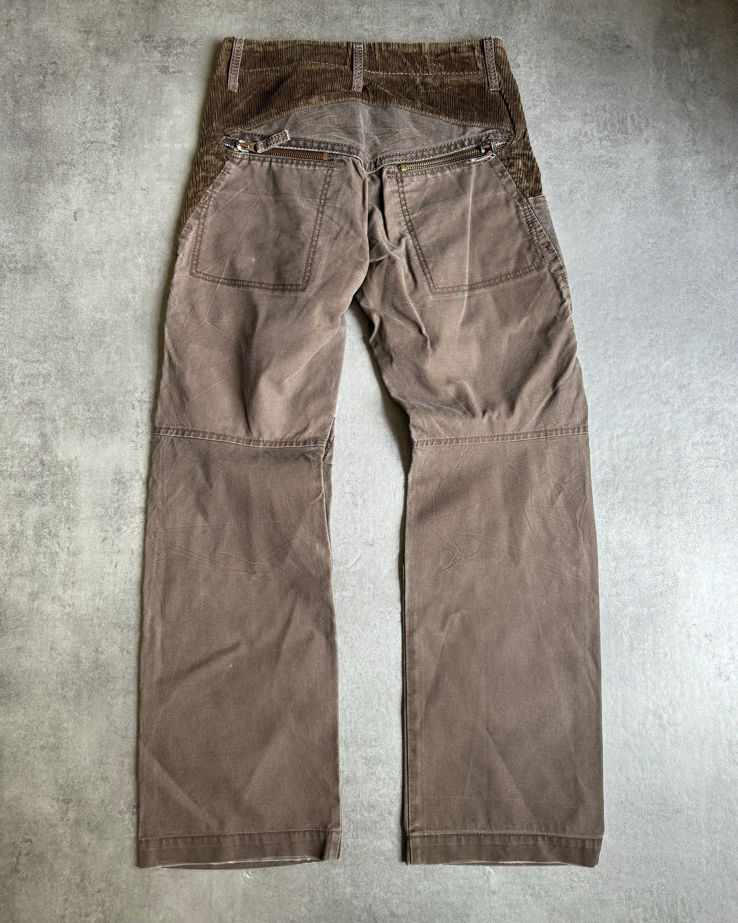 2000s Marithe François Girbaud Dual Whimsy Double-Waisted Brown Pants  (S) - 2