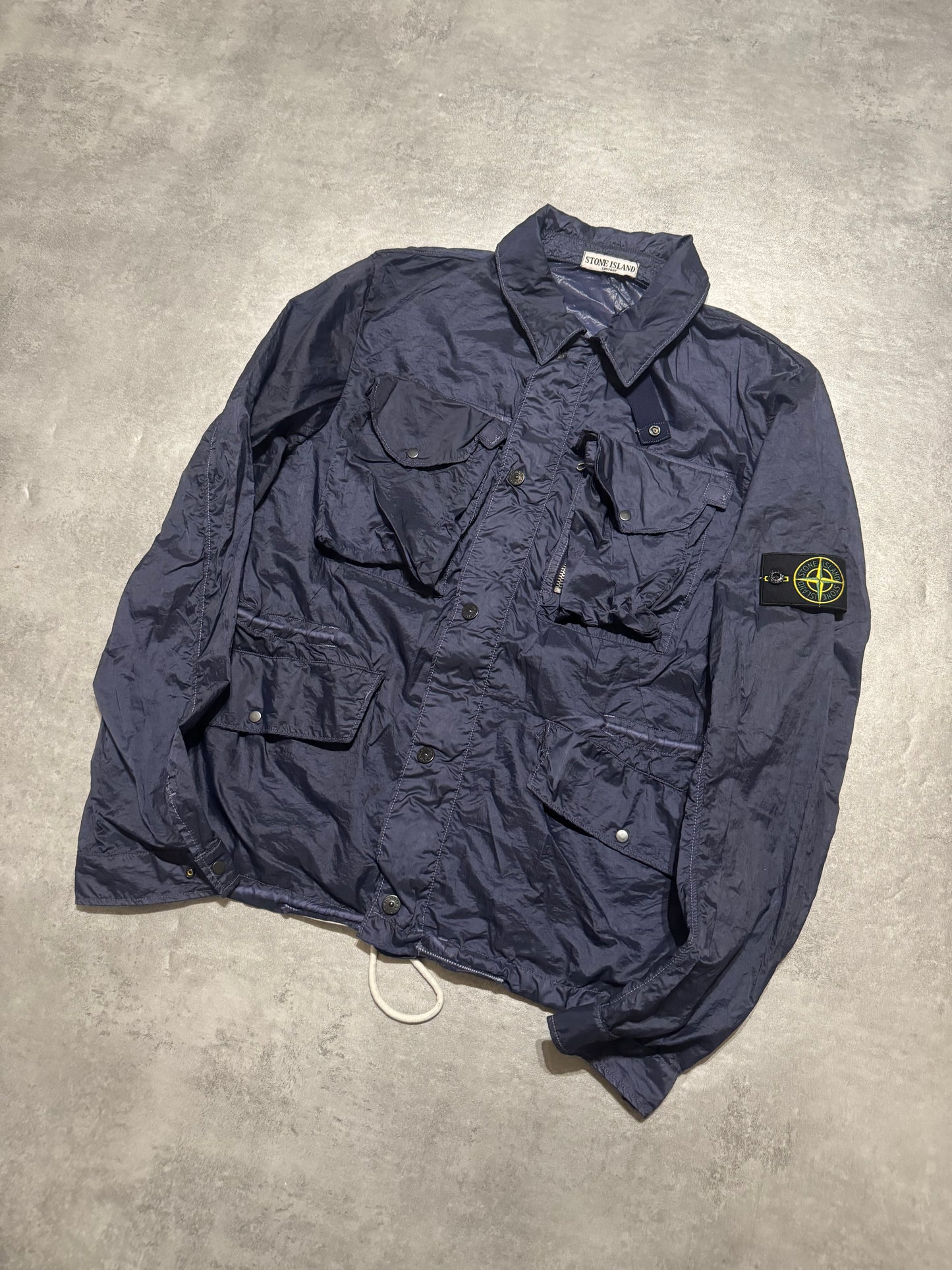 2000s Stone Island Nylon Navy Light Tactical Cargo Jacket (S/M) - 5