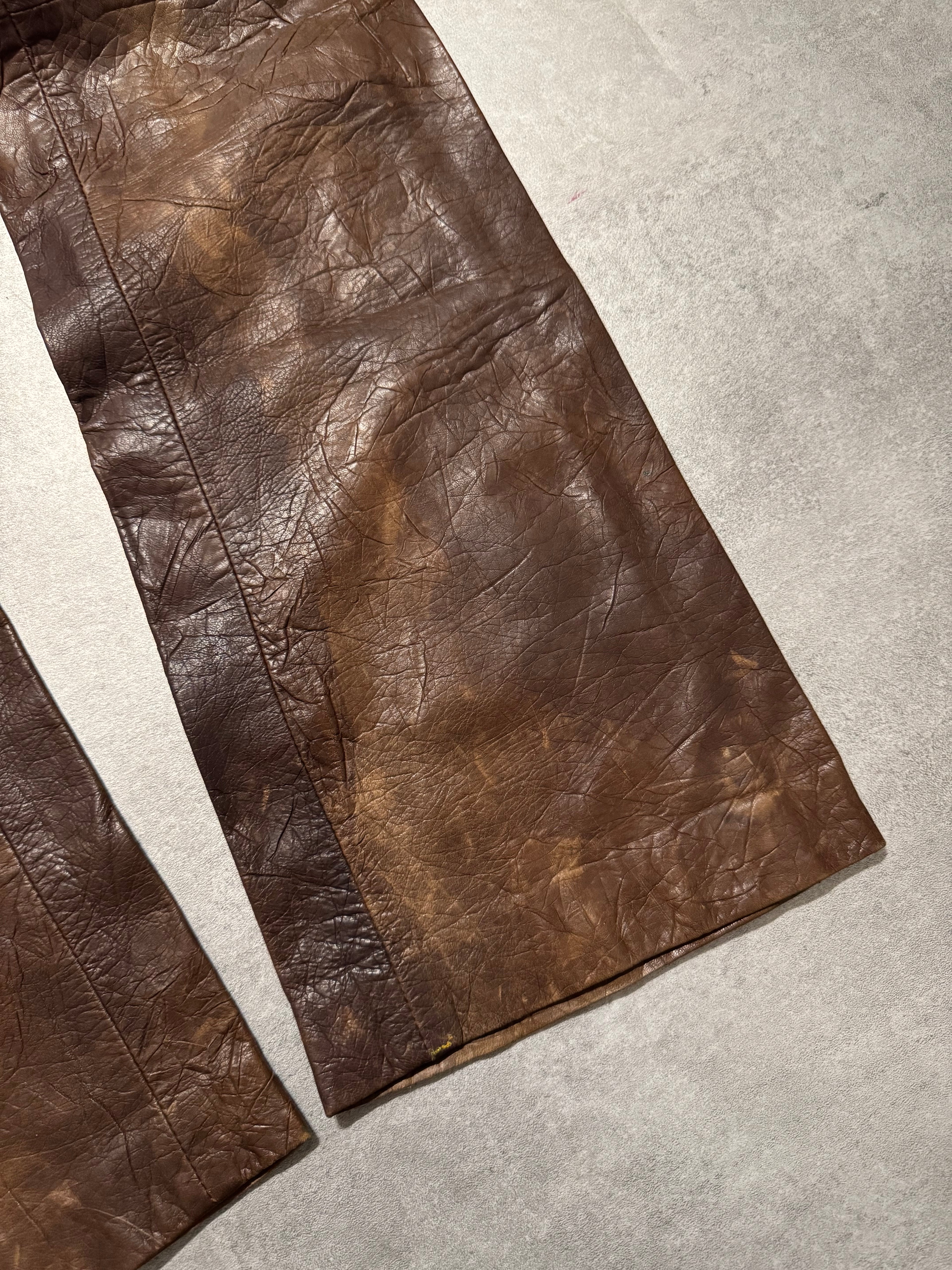SS2004 Dolce & Gabbana Ninja Multi-Zip Brown Leather Pants