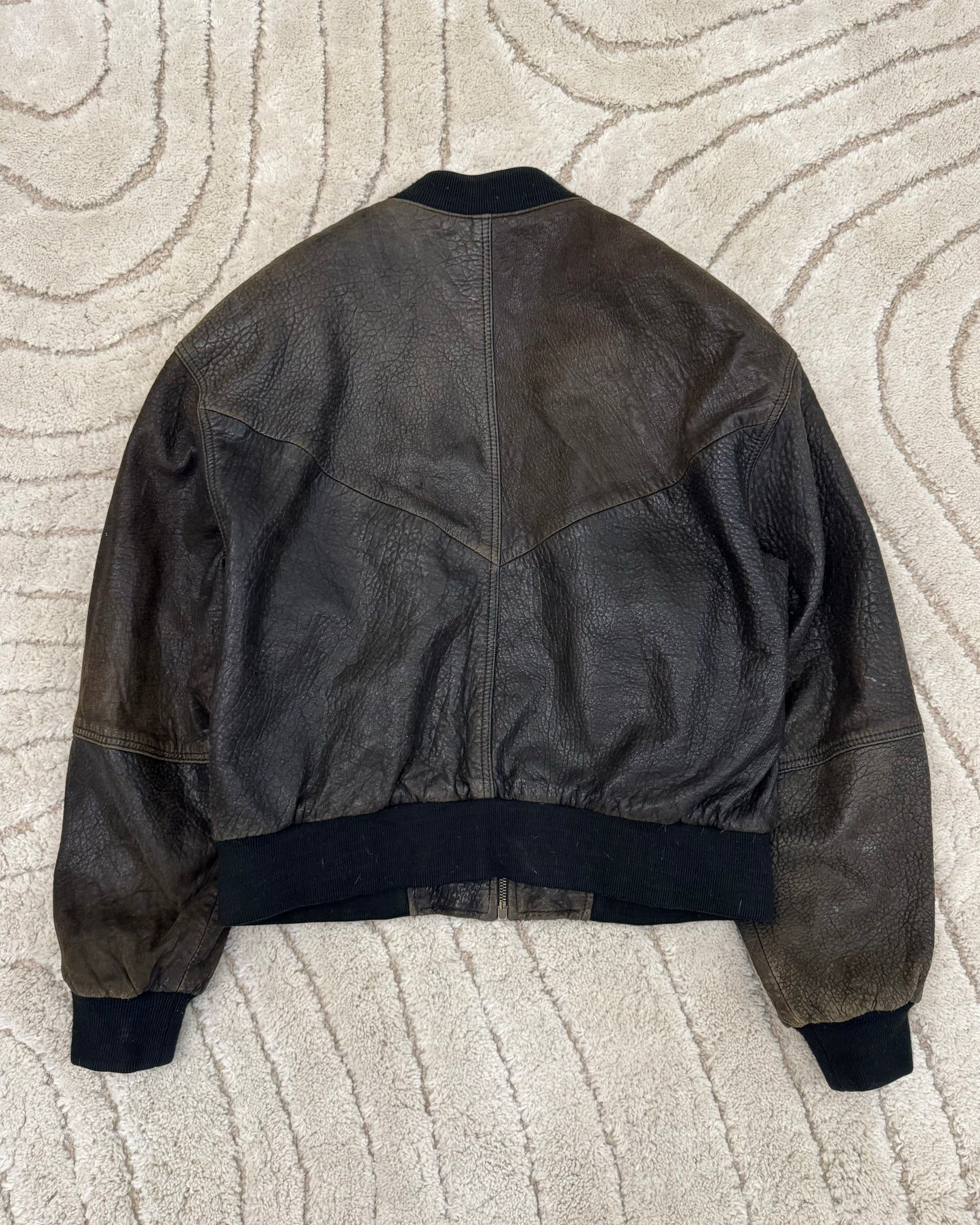 1980s Balenciaga Cropped Grain Leather Bomber Jacket (M)