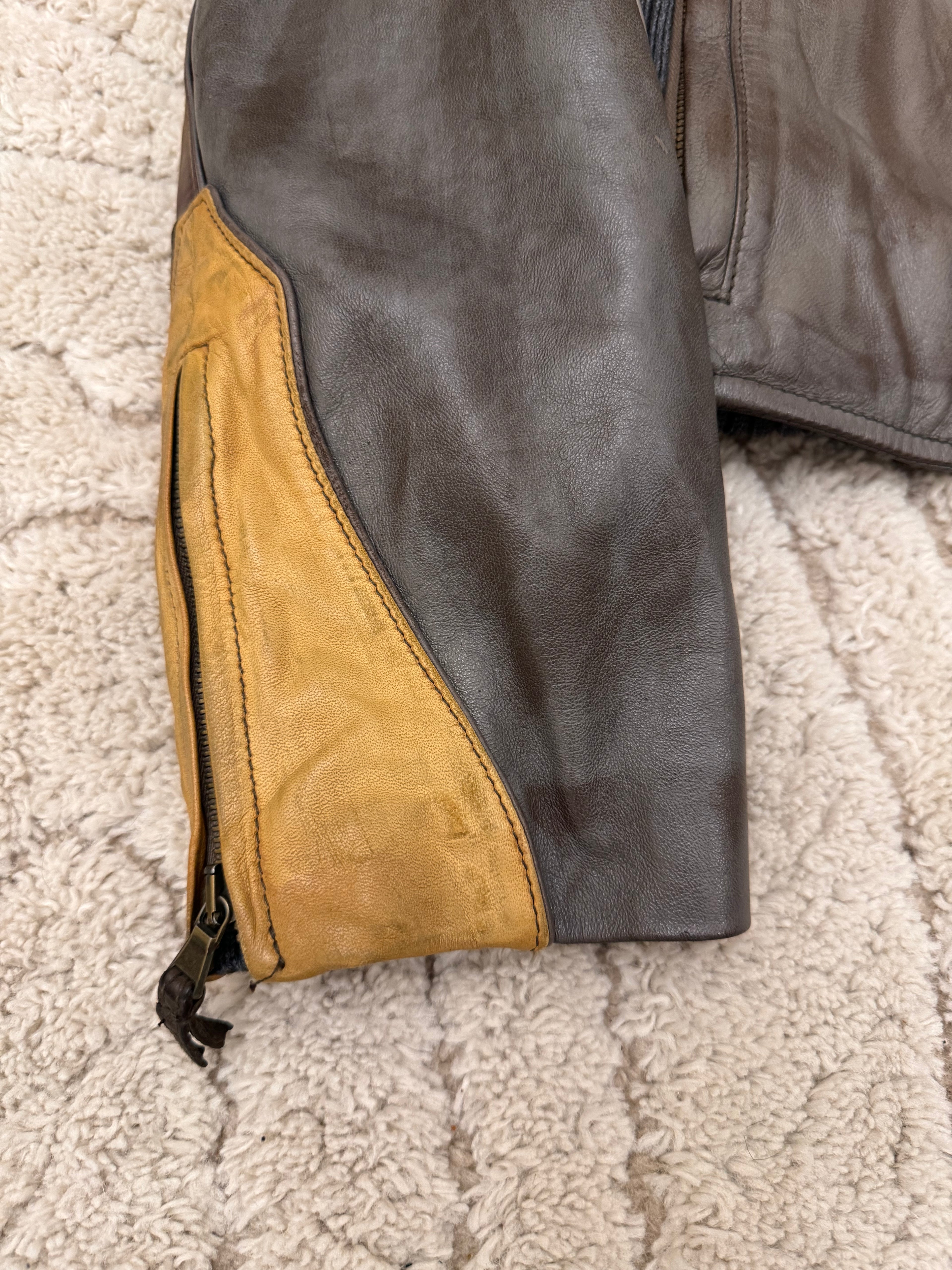 00s Cavalli Class パロットパッチワーク レザージャケット (M/L)